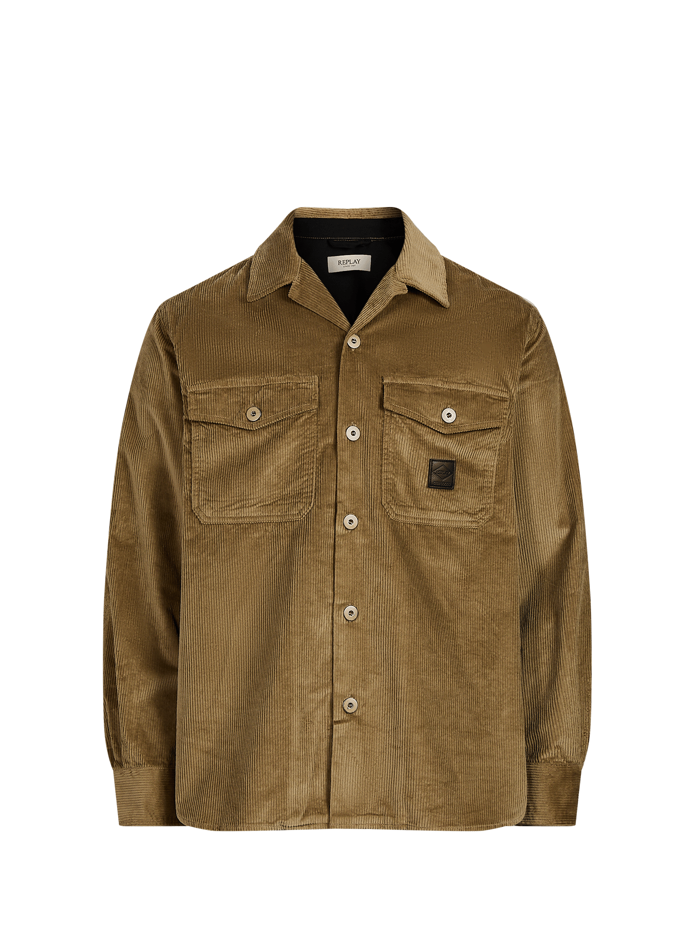 Gerippte gerade geschnittene Baumwollmischungsjacke REPLAY Beige