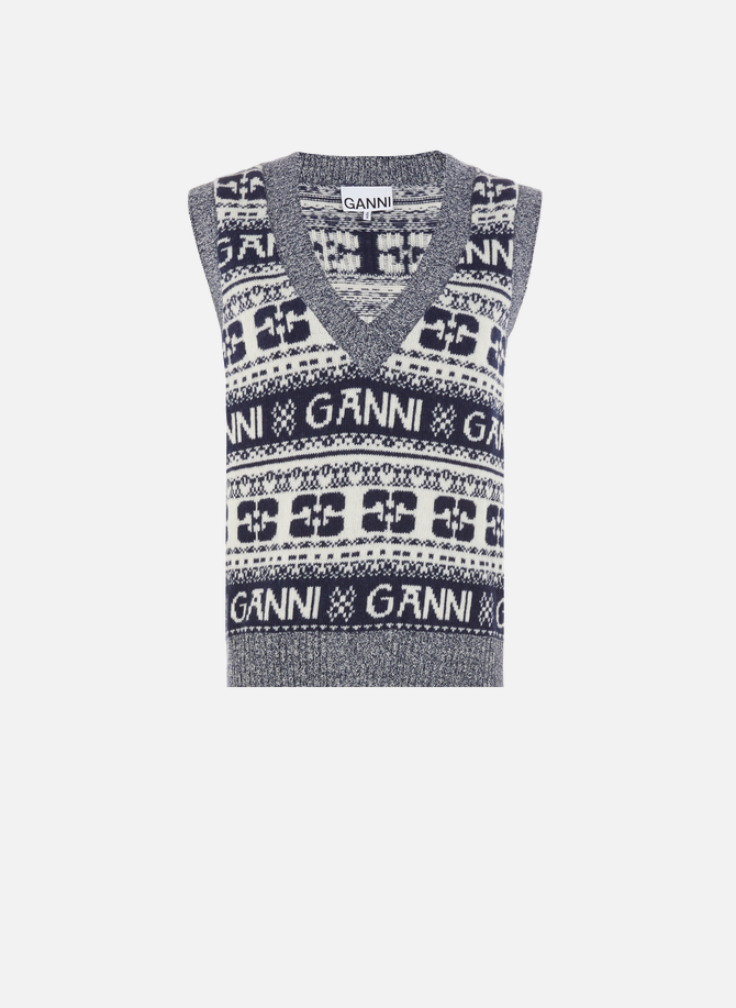 GANNI printed wool sleeveless sweater