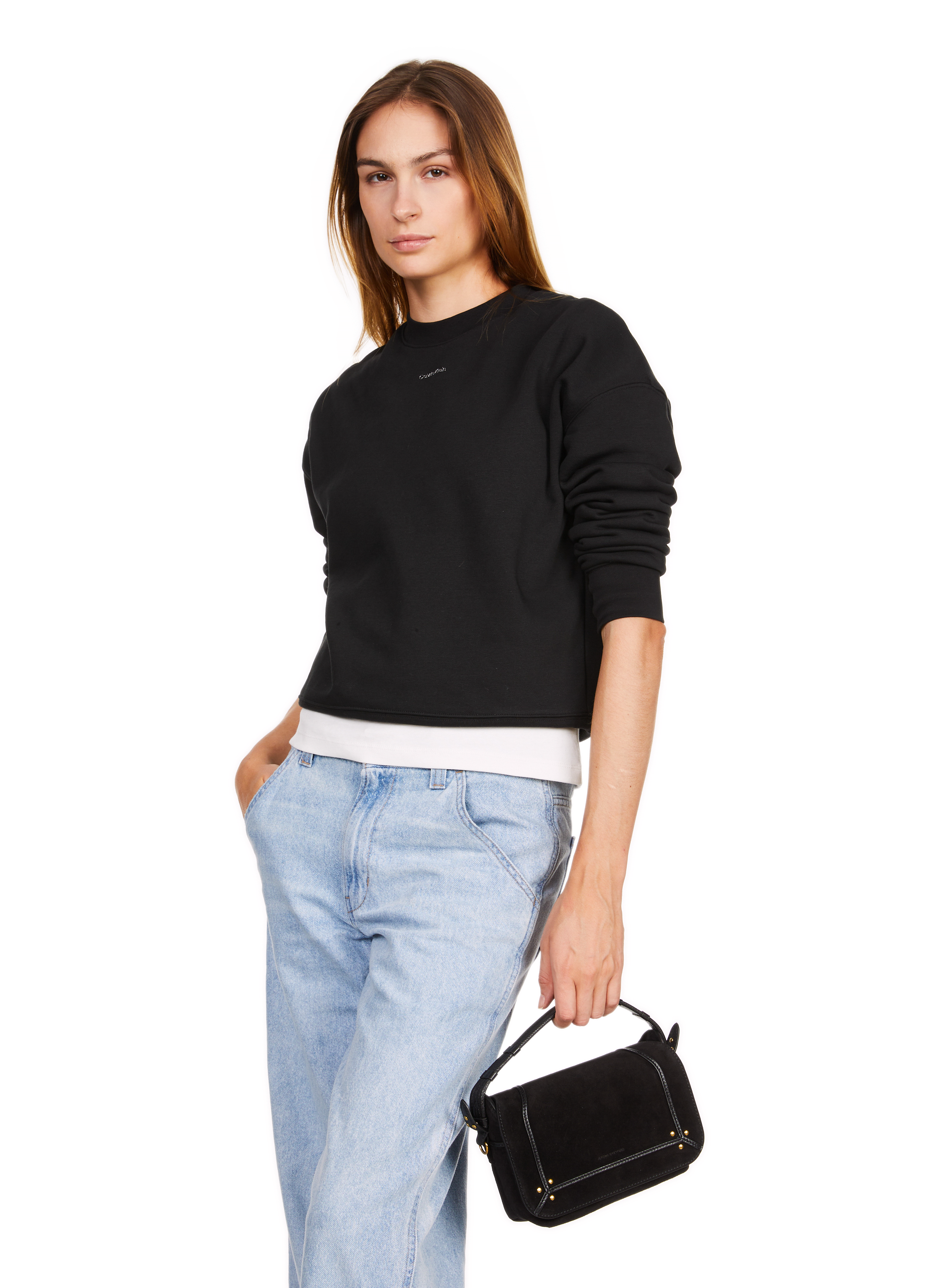 Sac à bandoulière Pepito S en croûte de cuir Noir