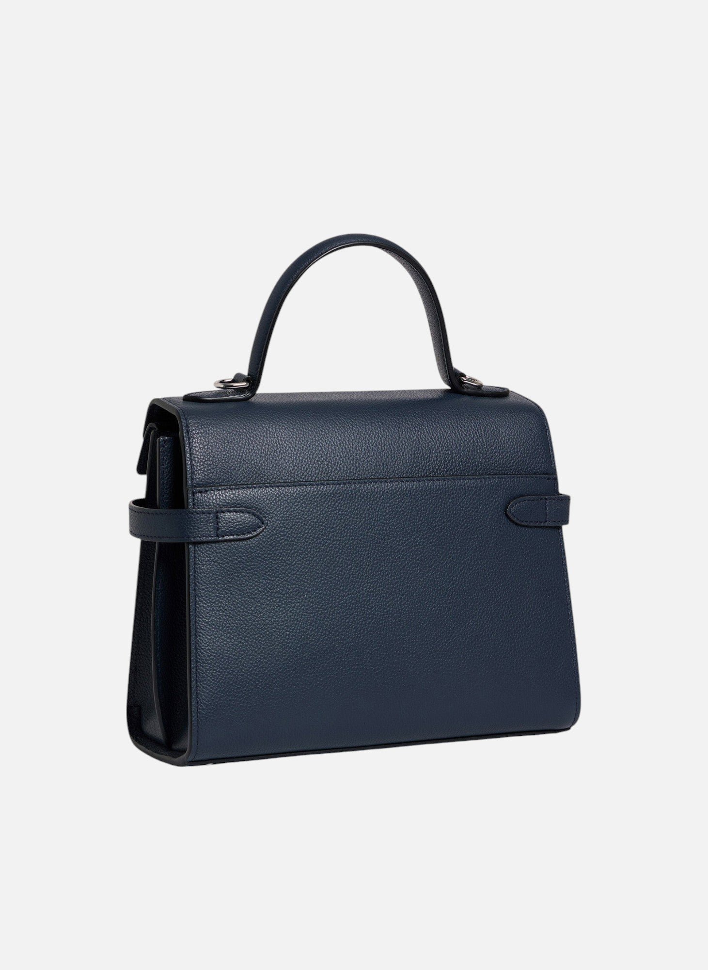 Sac à main double rabat moyen modèle emilie en cuir grainé LE TANNEUR Bleu