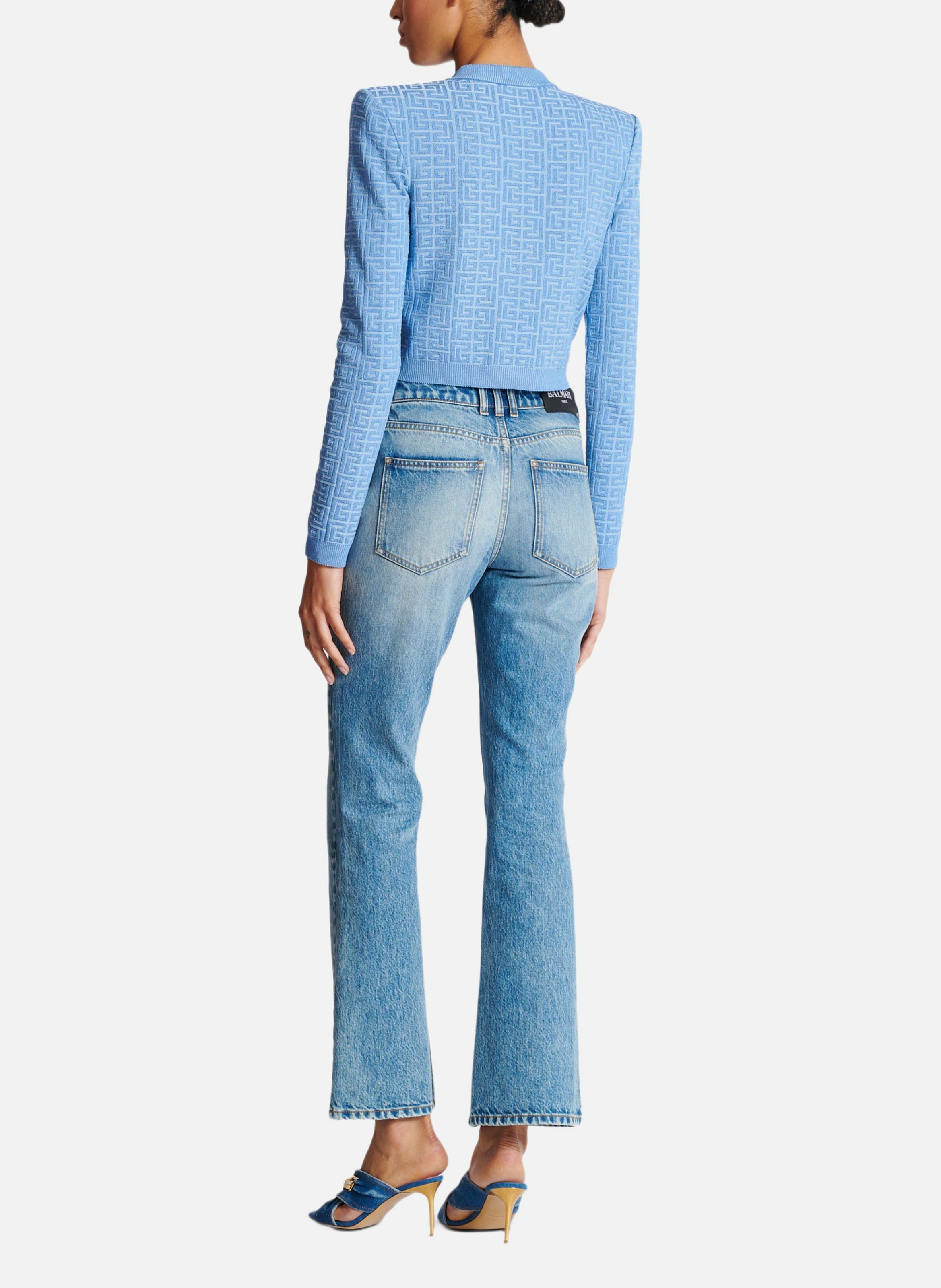 Cardigan en maille à monogramme pb labyrinthe Bleu