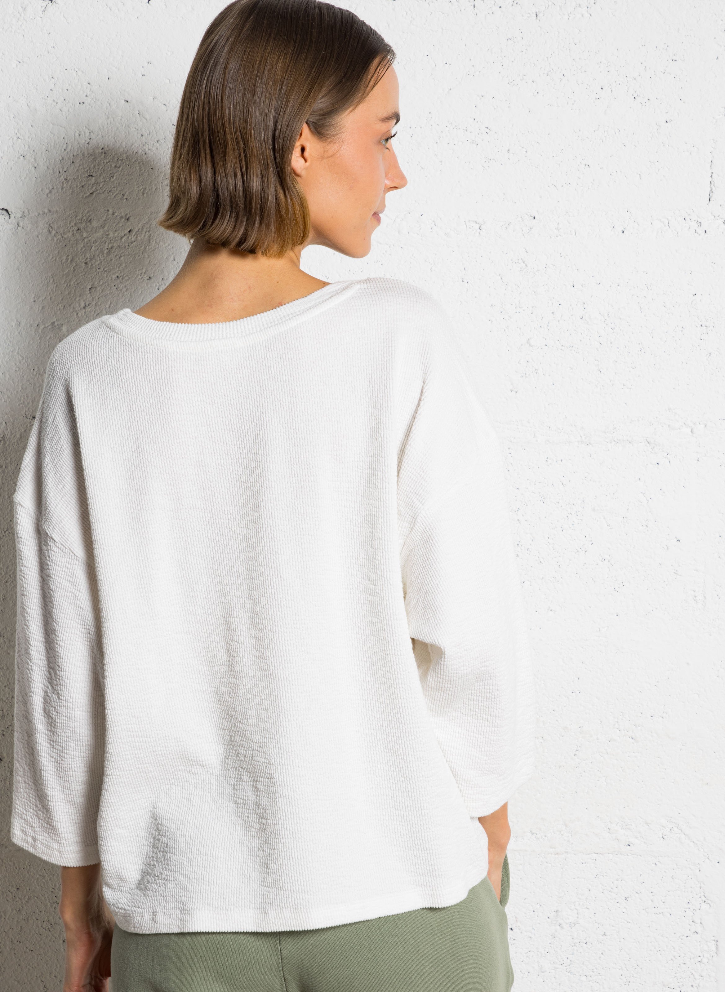 Tee-shirt ample manches 7/8ème yruki AMERICAN VINTAGE Blanc