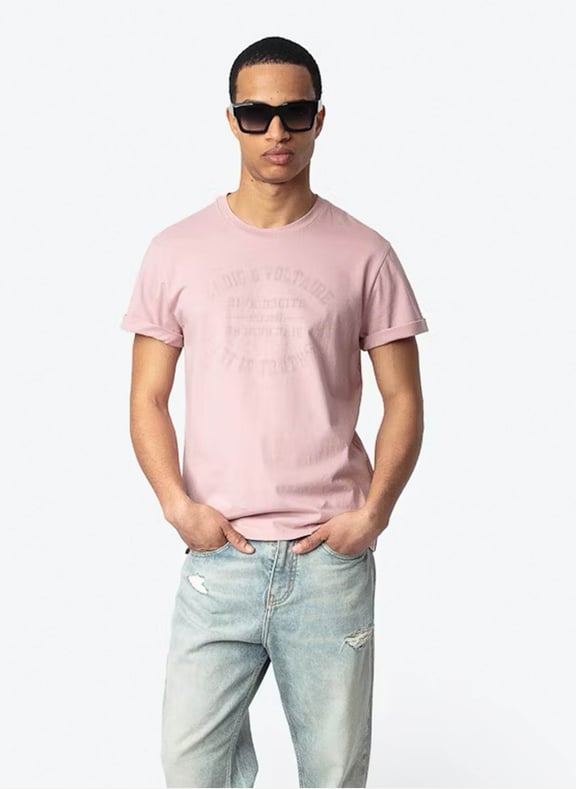 Tee-shirt droit col rond en coton tommy Rose by ZADIG&VOLTAIRE ZADIG&VOLTAIRE Tee-shirt droit col rond en coton tommy Rose