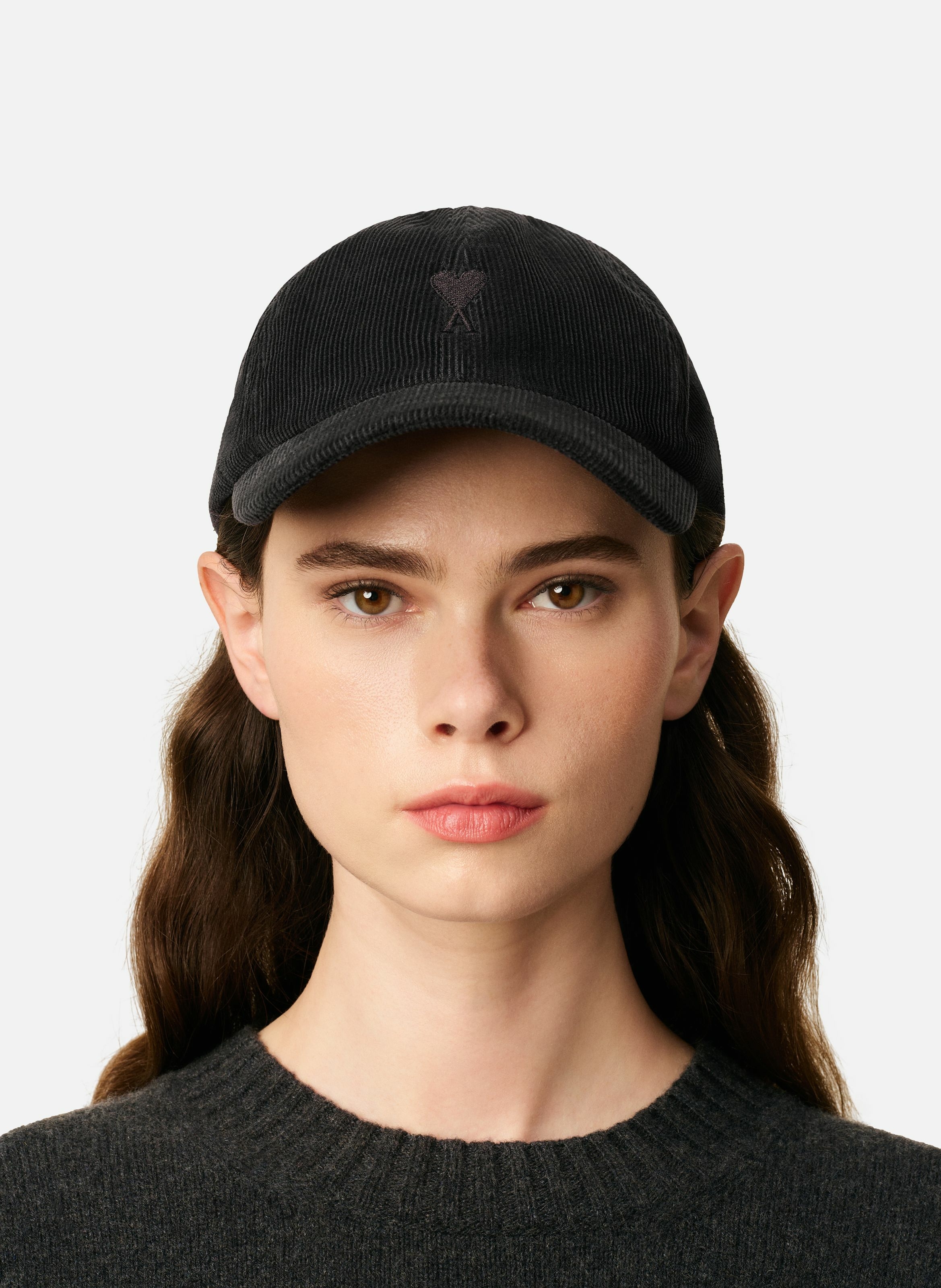 Casquette broderie ami de coeur velours en coton unisexe AMI PARIS Gris