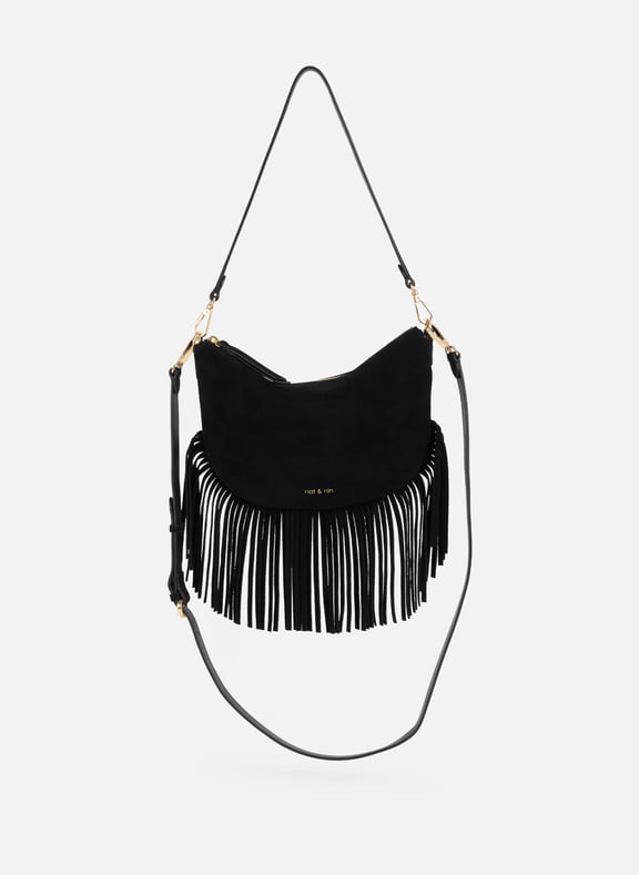 Moon Fringe Leather Crossbody Bag Black by NAT & NIN NAT & NIN Moon Fringe Leather Crossbody Bag Black