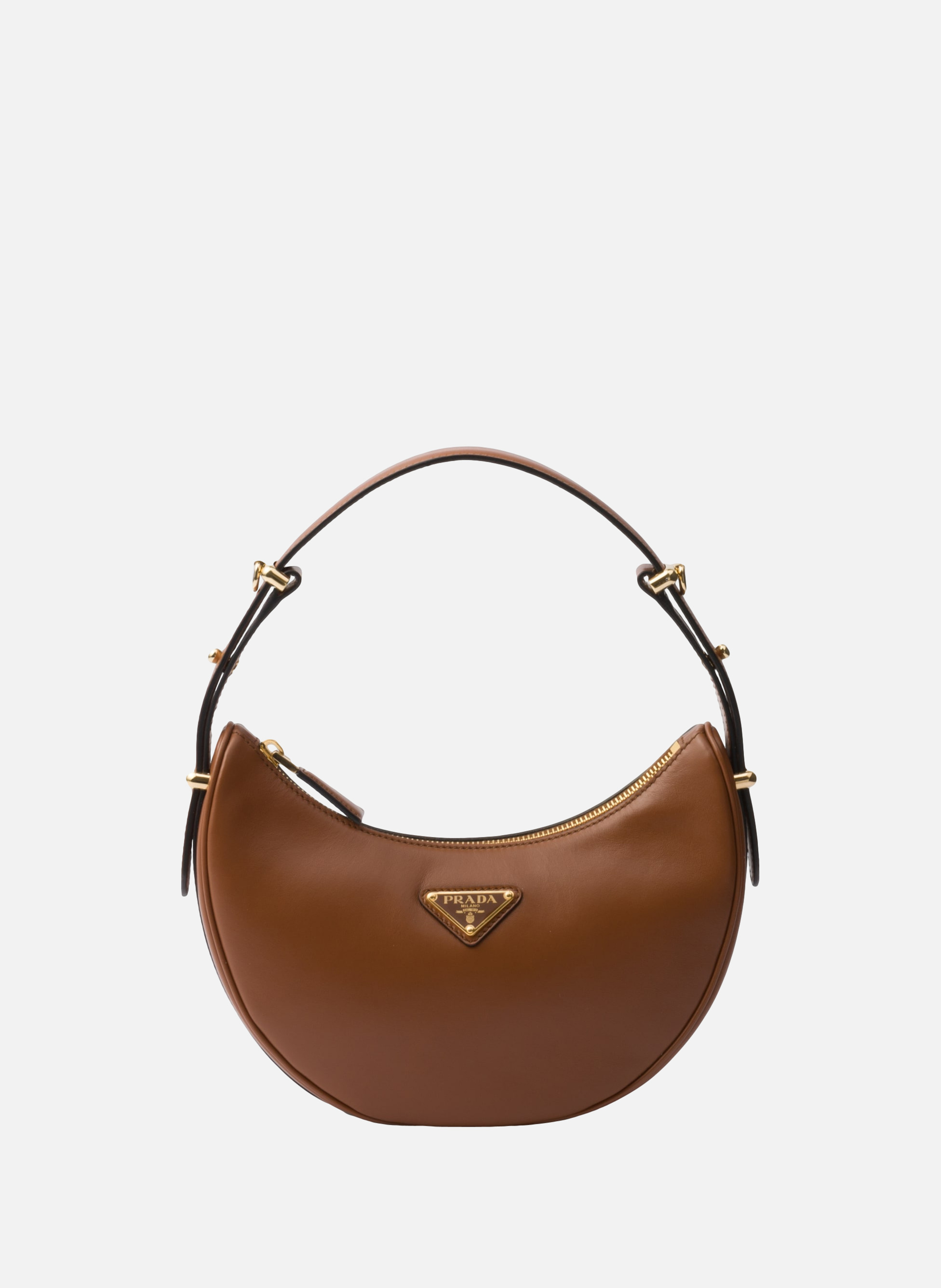 PRADA Sac porté épaule prada arqué en cuir Marron
