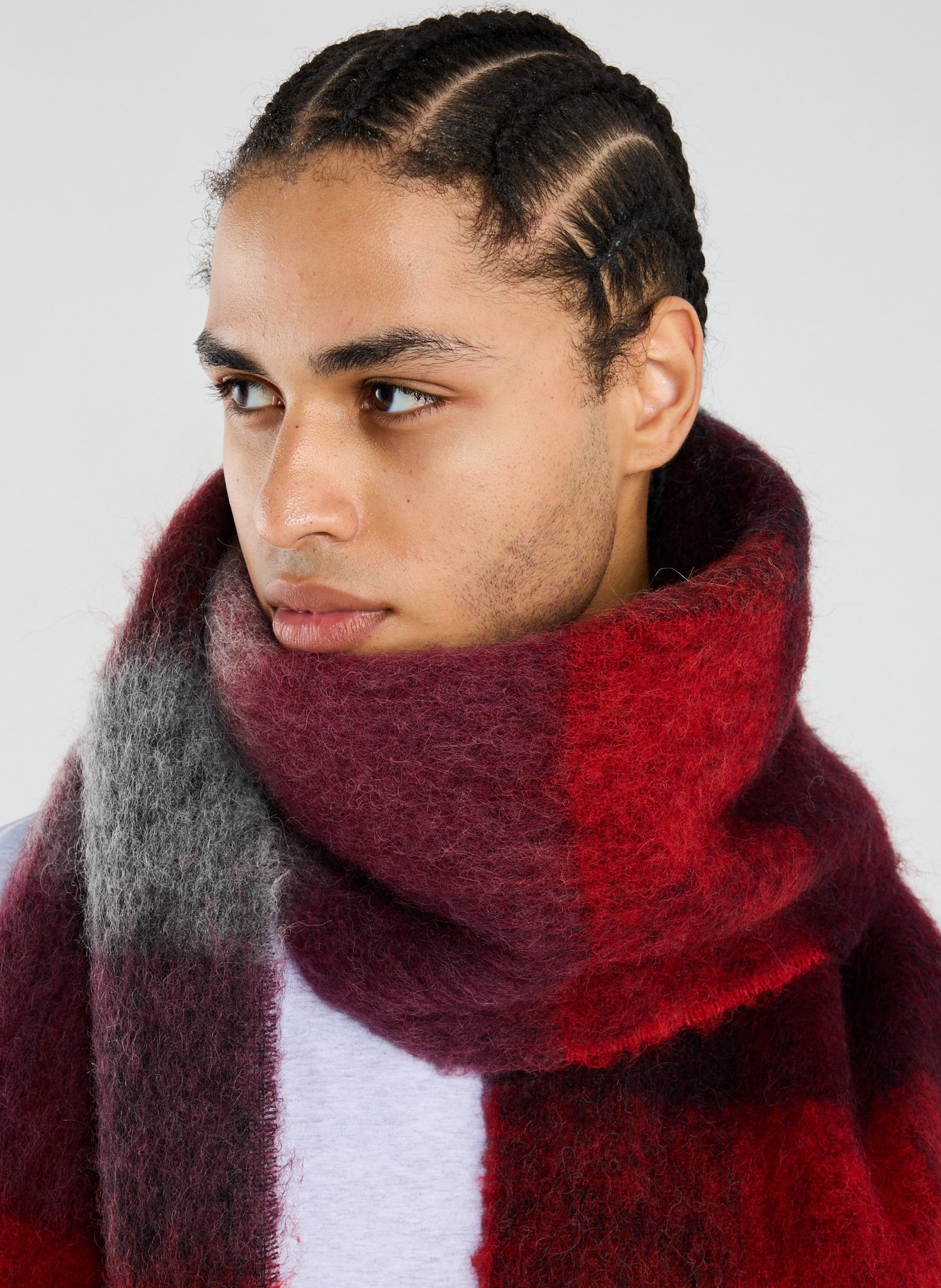 Echarpe Large Check en alpaga, laine et mohair mélangés ACNE STUDIOS Multicolore