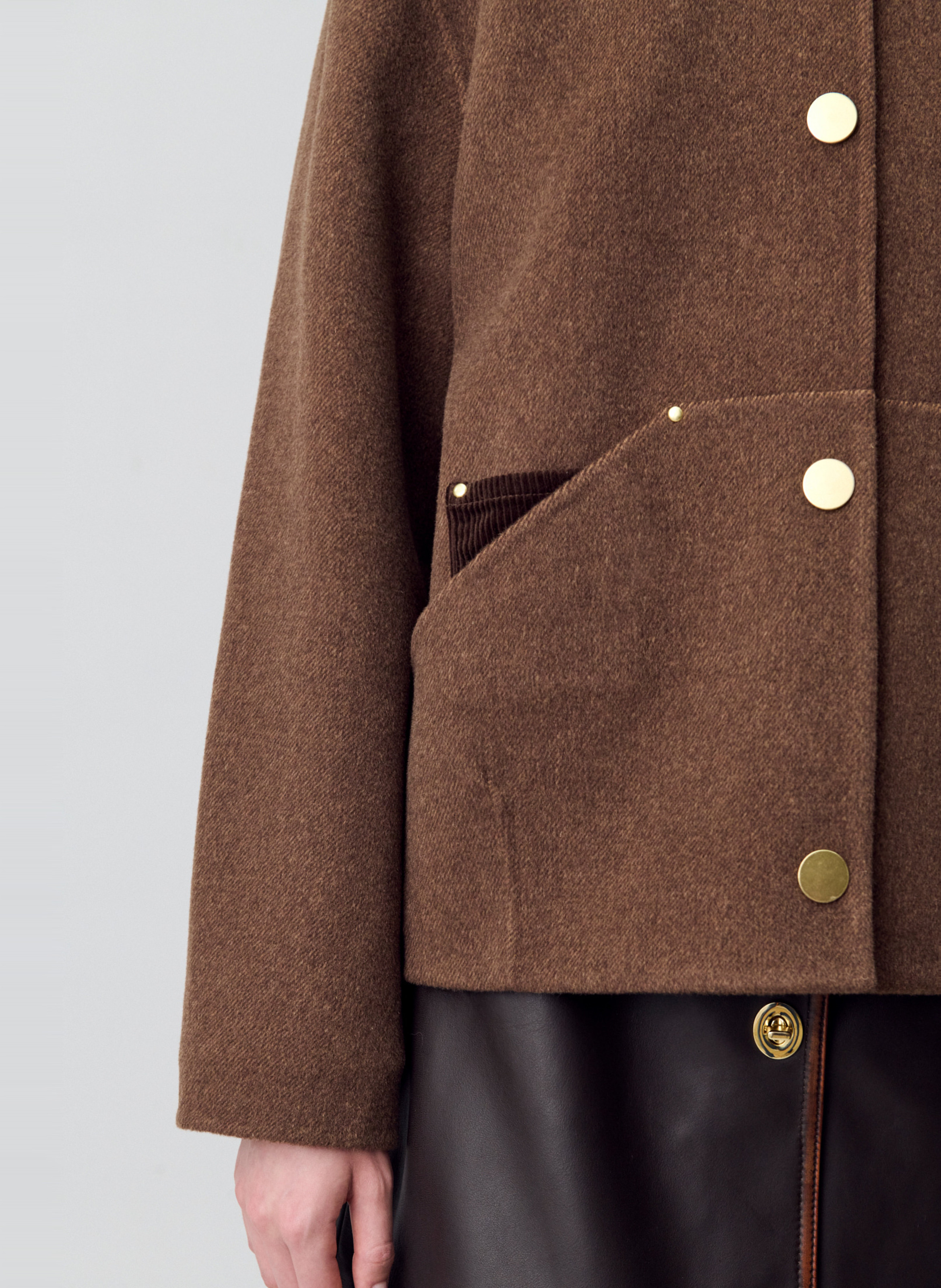 Manteau col chemise en laine mélangée gwenna CLAUDIE PIERLOT Marron