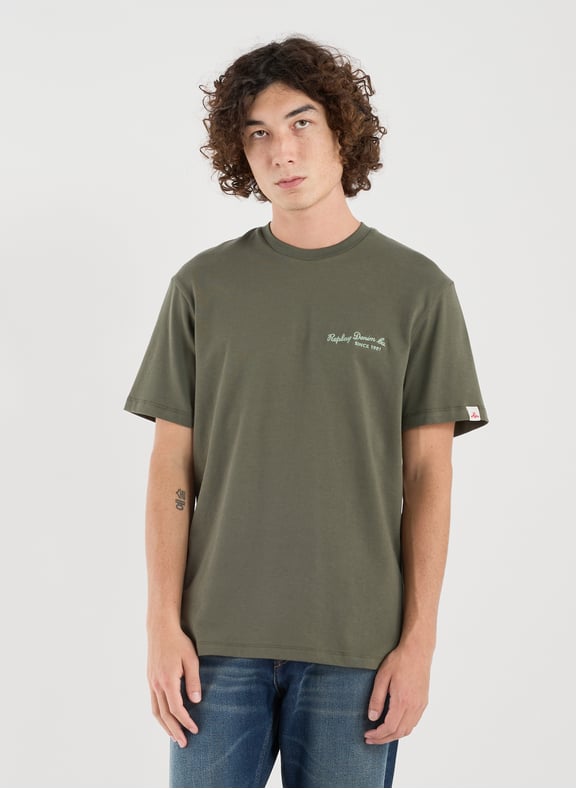 Classic Cotton T-Shirt Green by REPLAY REPLAY Classic Cotton T-Shirt Green
