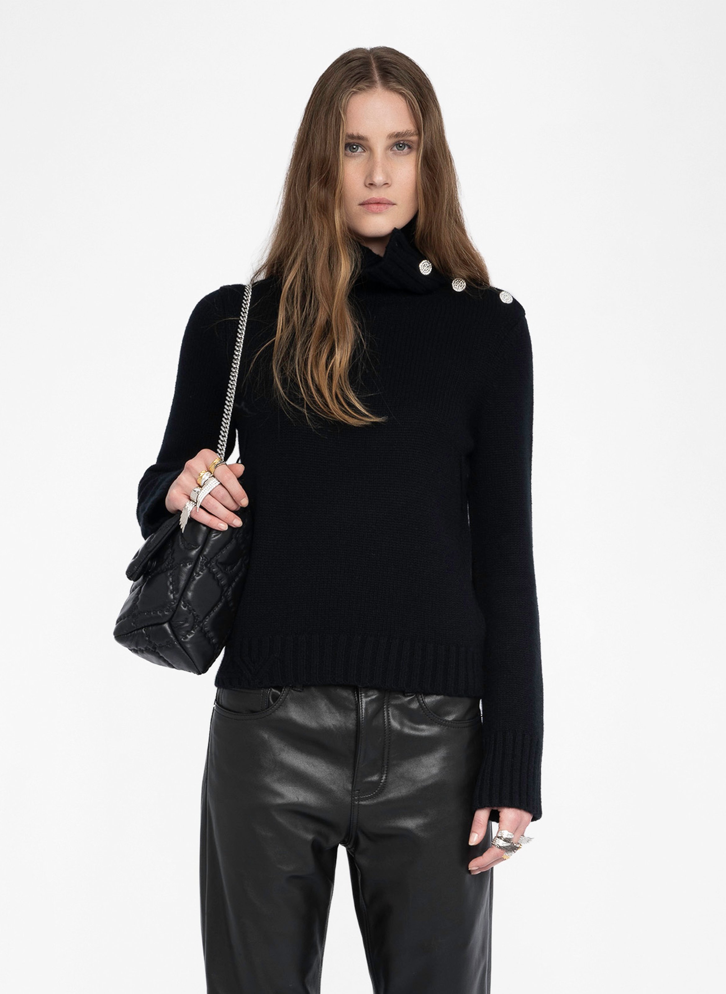 Pull col montant en cachemire nalma ZADIG&VOLTAIRE Noir