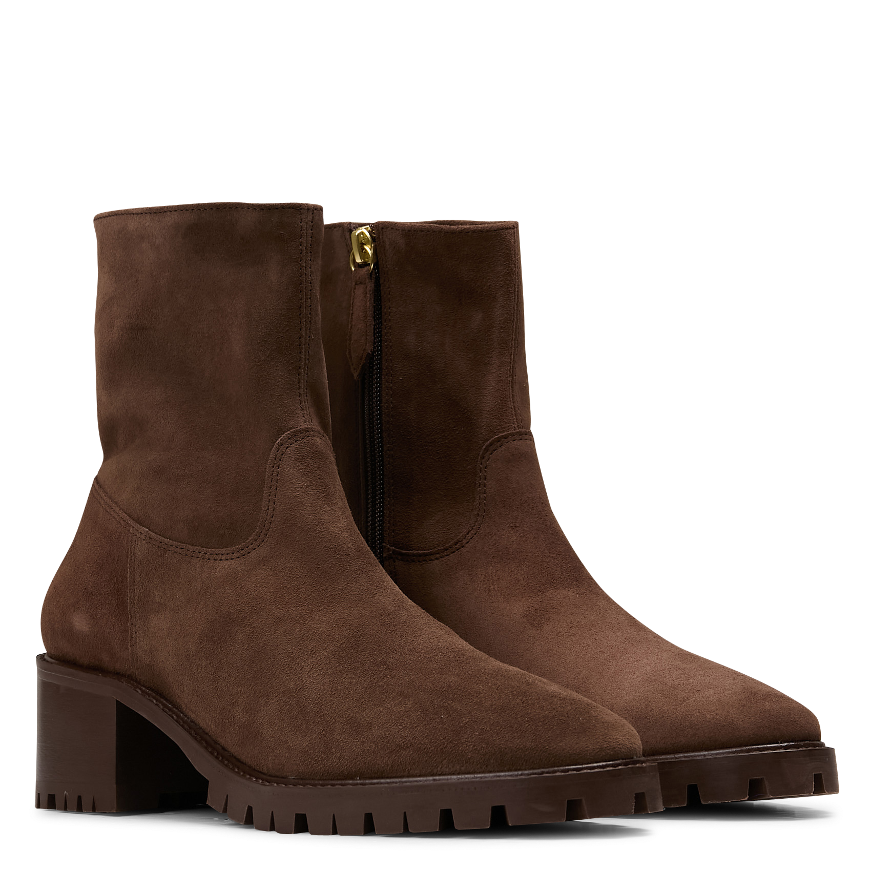 Bottines à talons en cuir velours n°79 RIVECOUR Marron