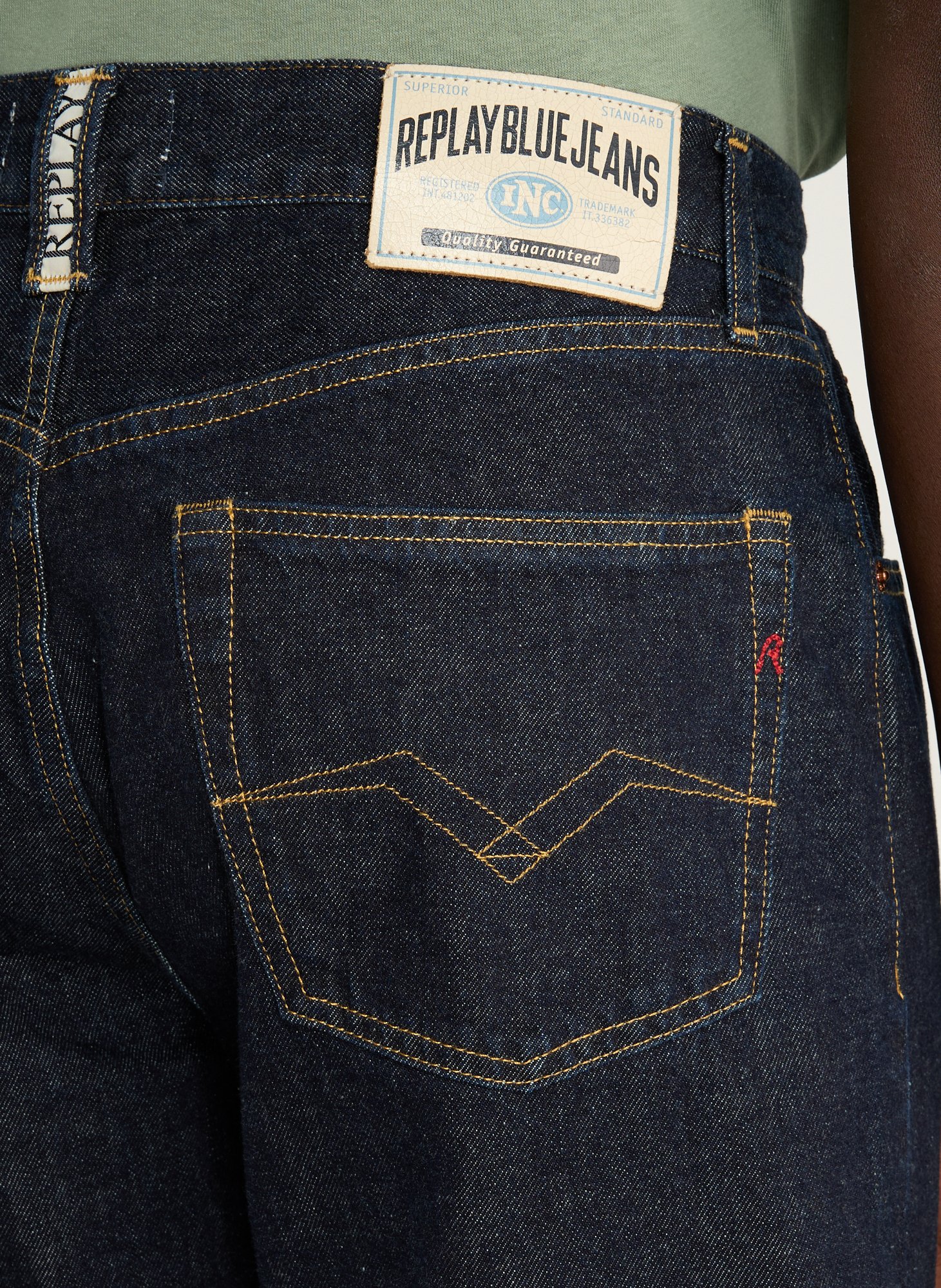 Jeans droit en coton REPLAY Bleu