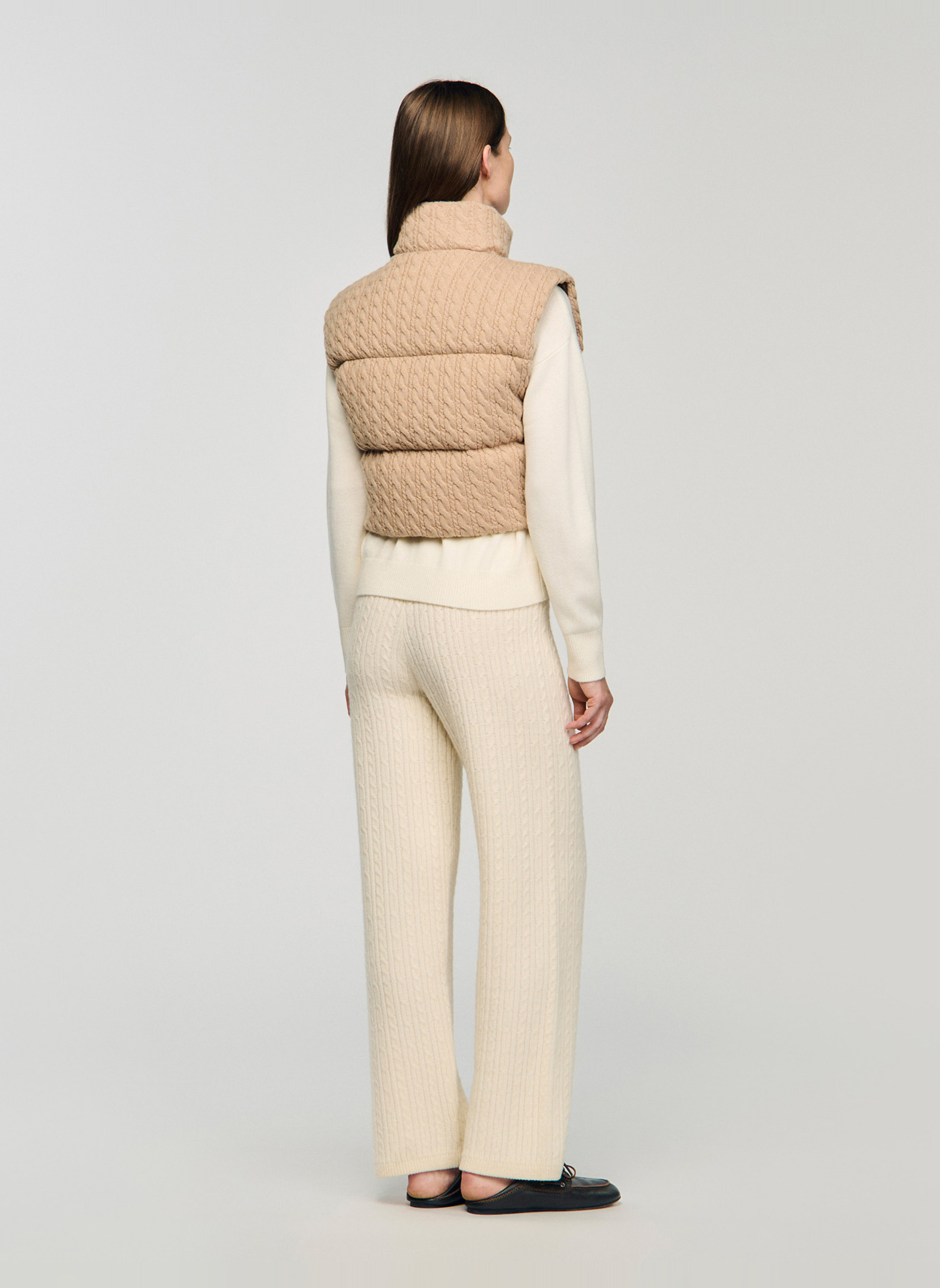 Doudoune courte ajustée en laine SANDRO Beige