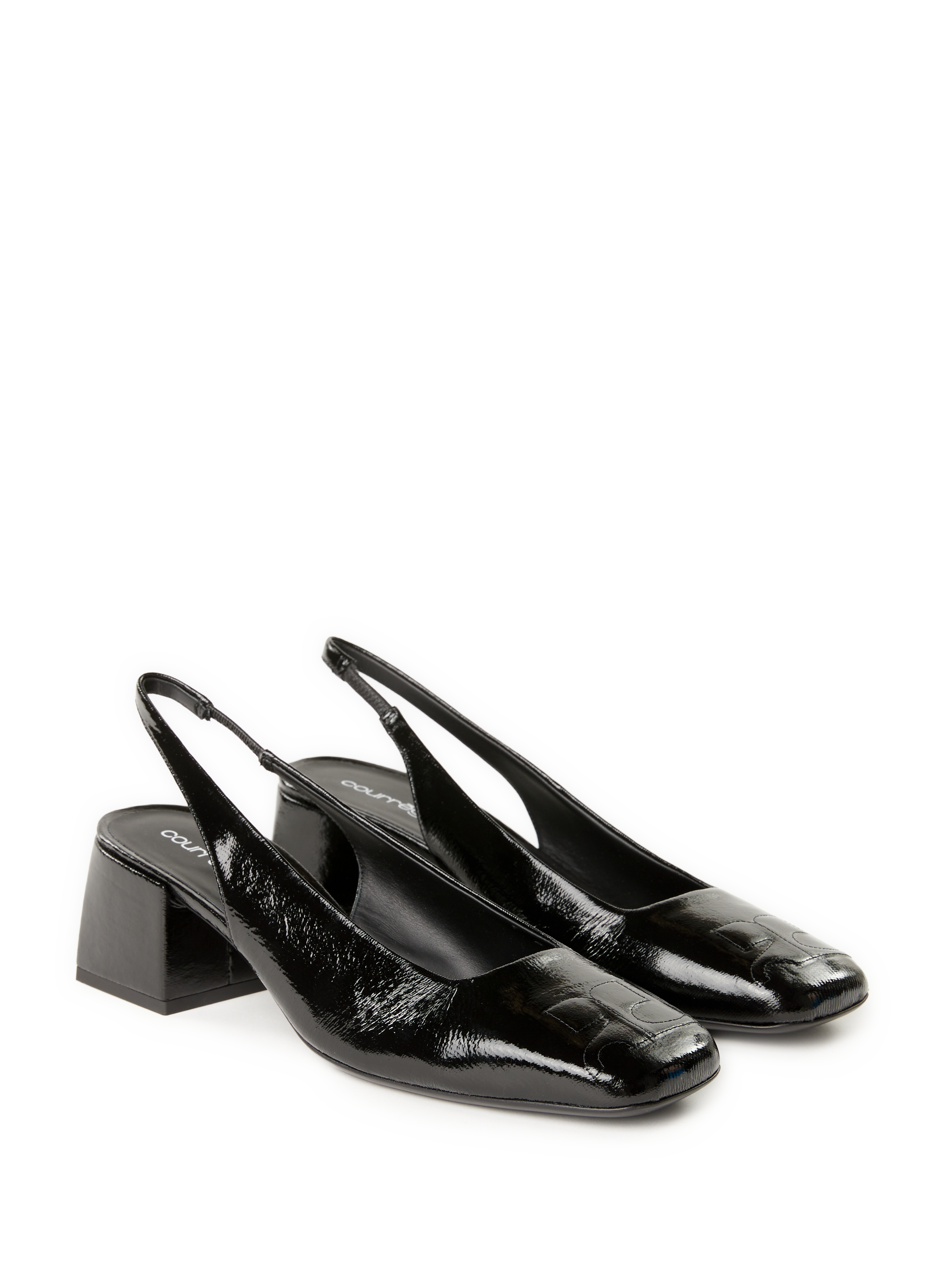 Sling-back patent leather and cotton blend COURRÈGES Black