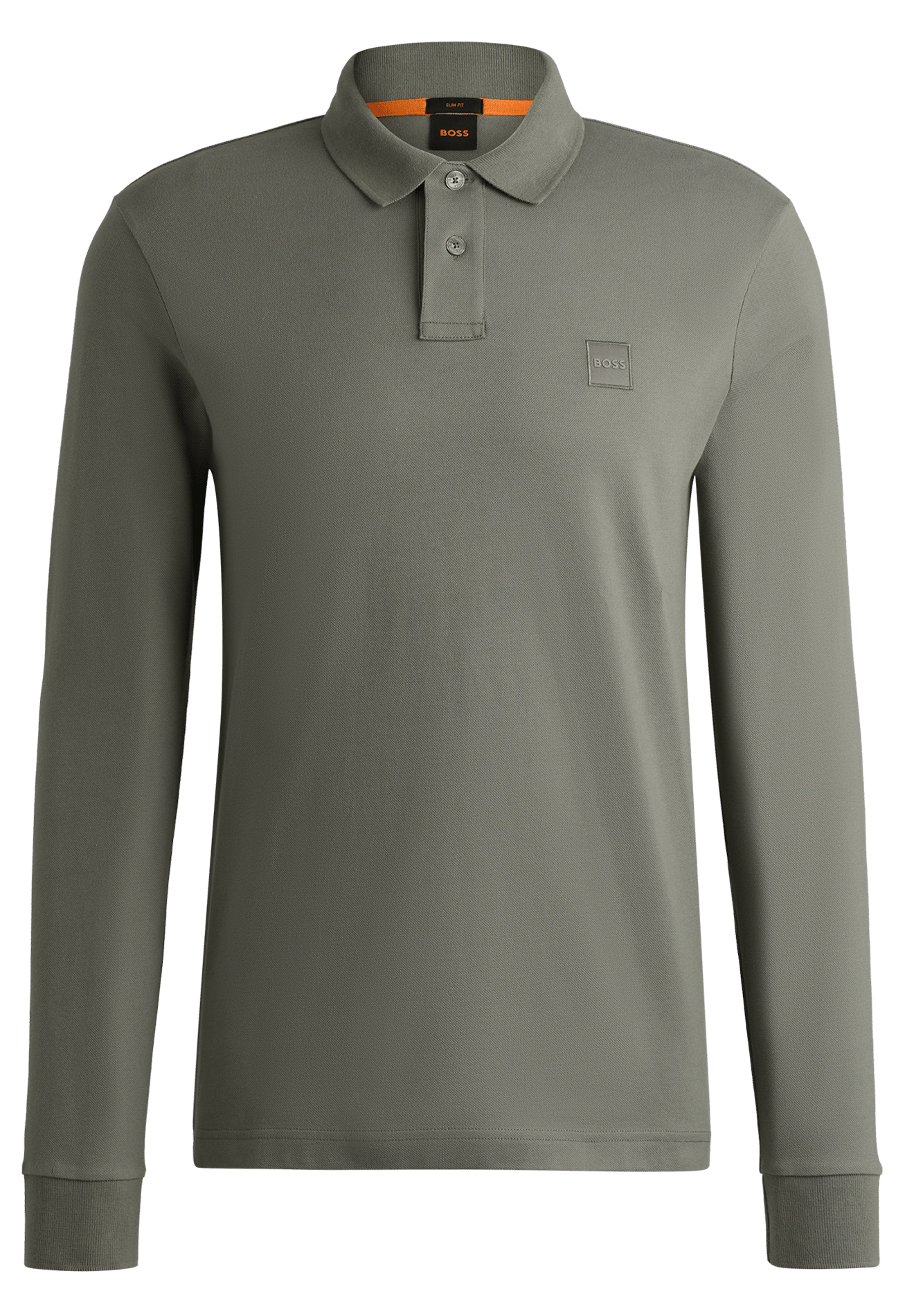 Polo à manches longues regular-fit en coton mélangé BOSS Argent