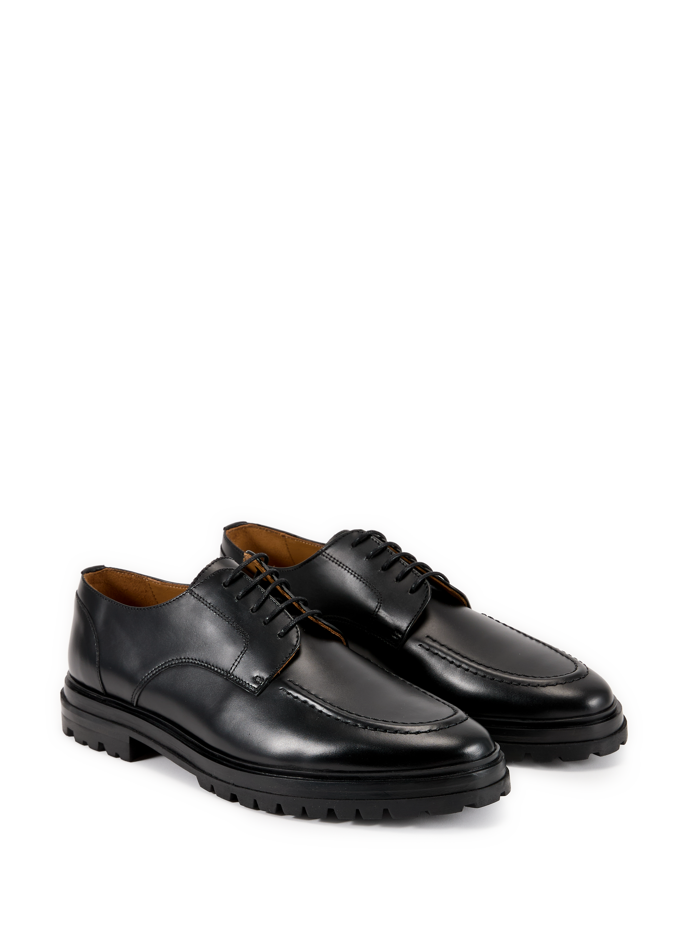 Calfskin leather wedge derby shoes BOBBIES Black