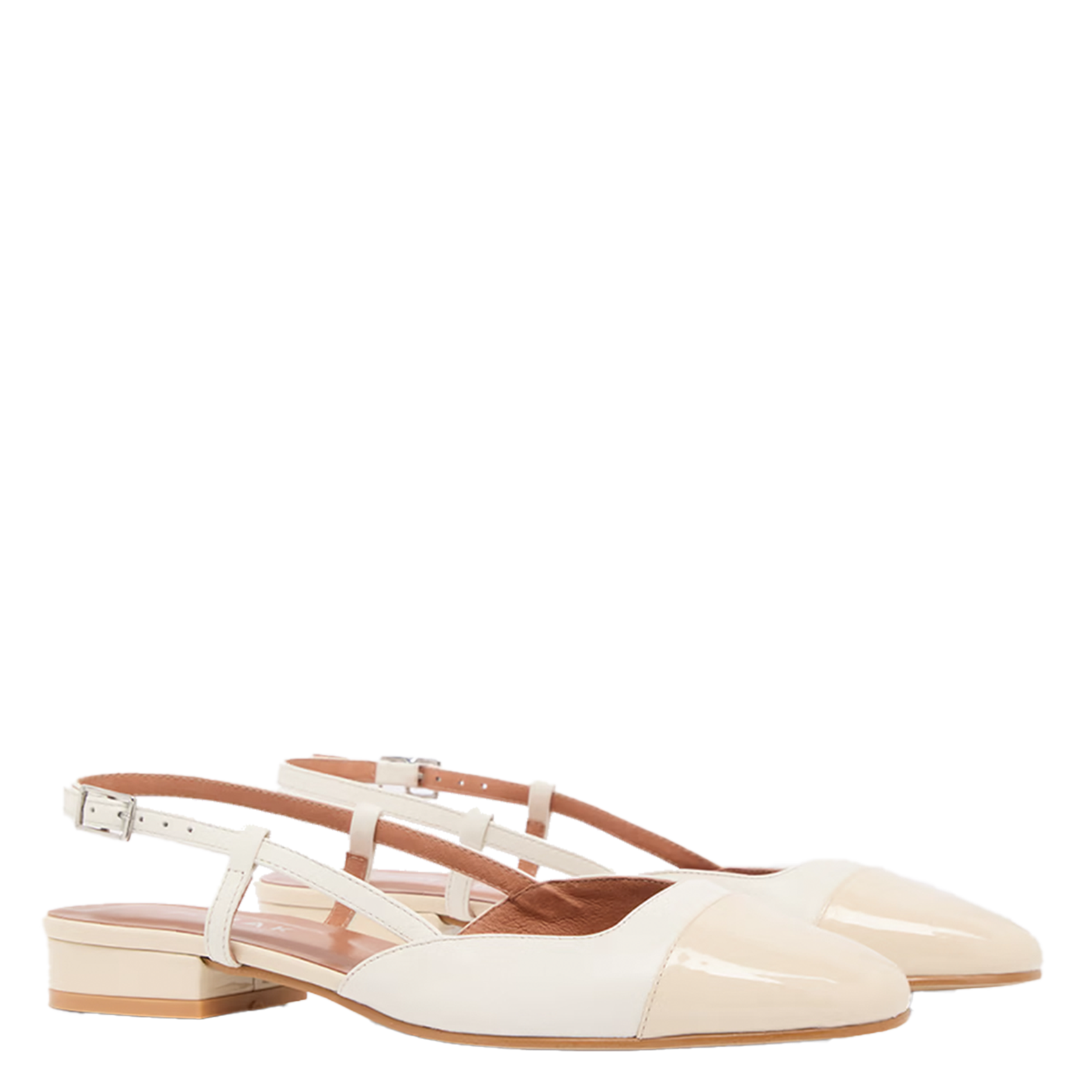 Ballerines ouvertes en cuir vernis Dhapou JONAK Blanc
