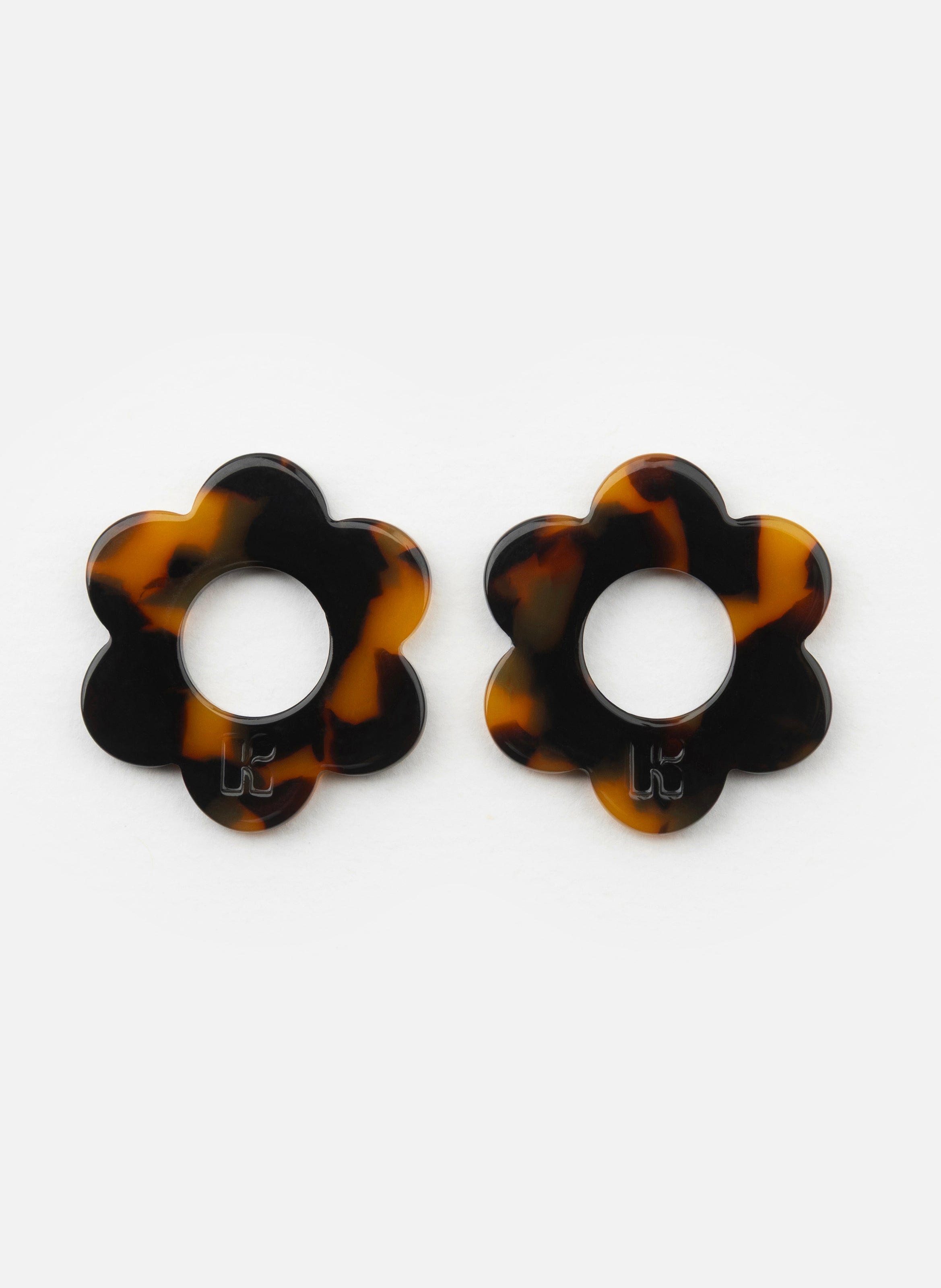 Charms maxi fleurette en acétate de cellulose KURAGE GINZA Marron