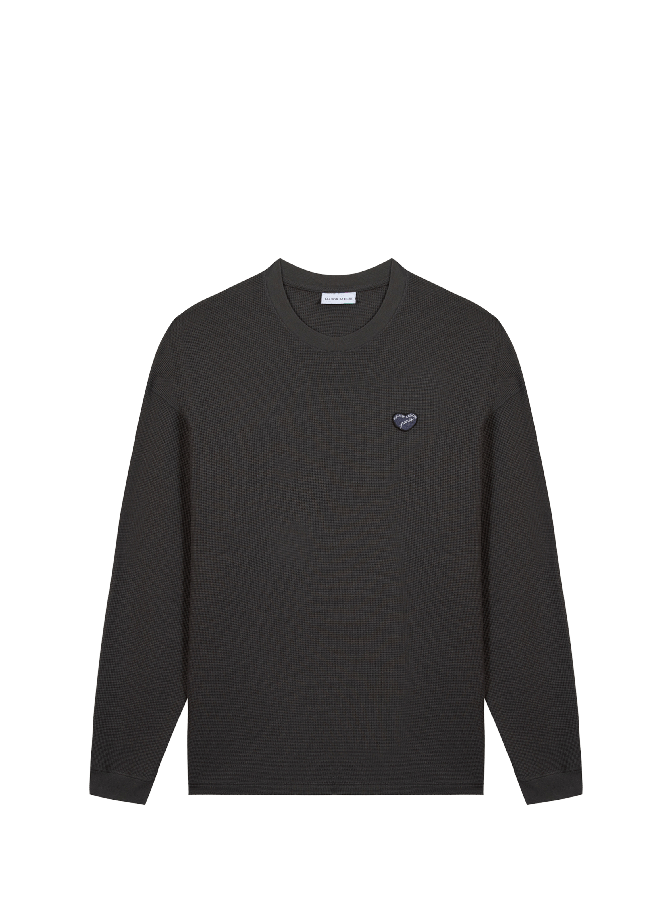 Round neck sweater in blended organic cotton. MAISON LABICHE Black