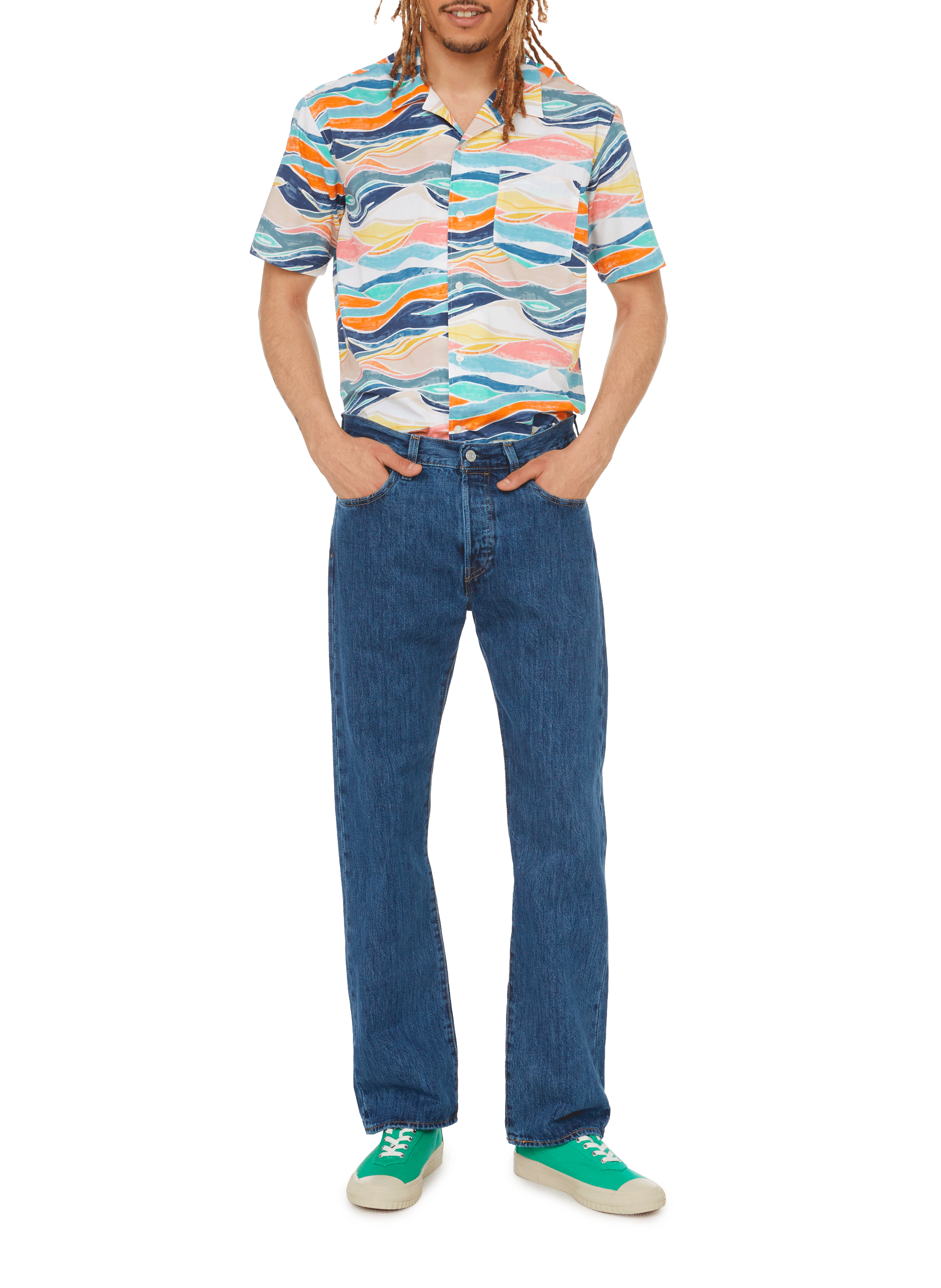 Jean 501 en coton denim LEVI'S Gris