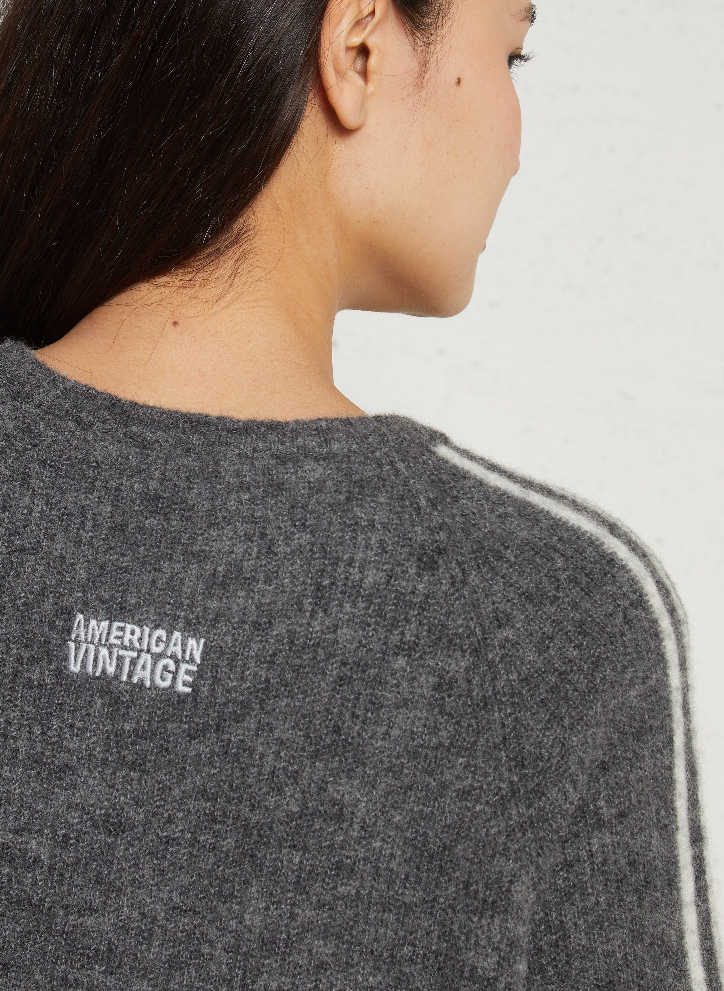 Gilet droit col rond en maille vitow AMERICAN VINTAGE Gris