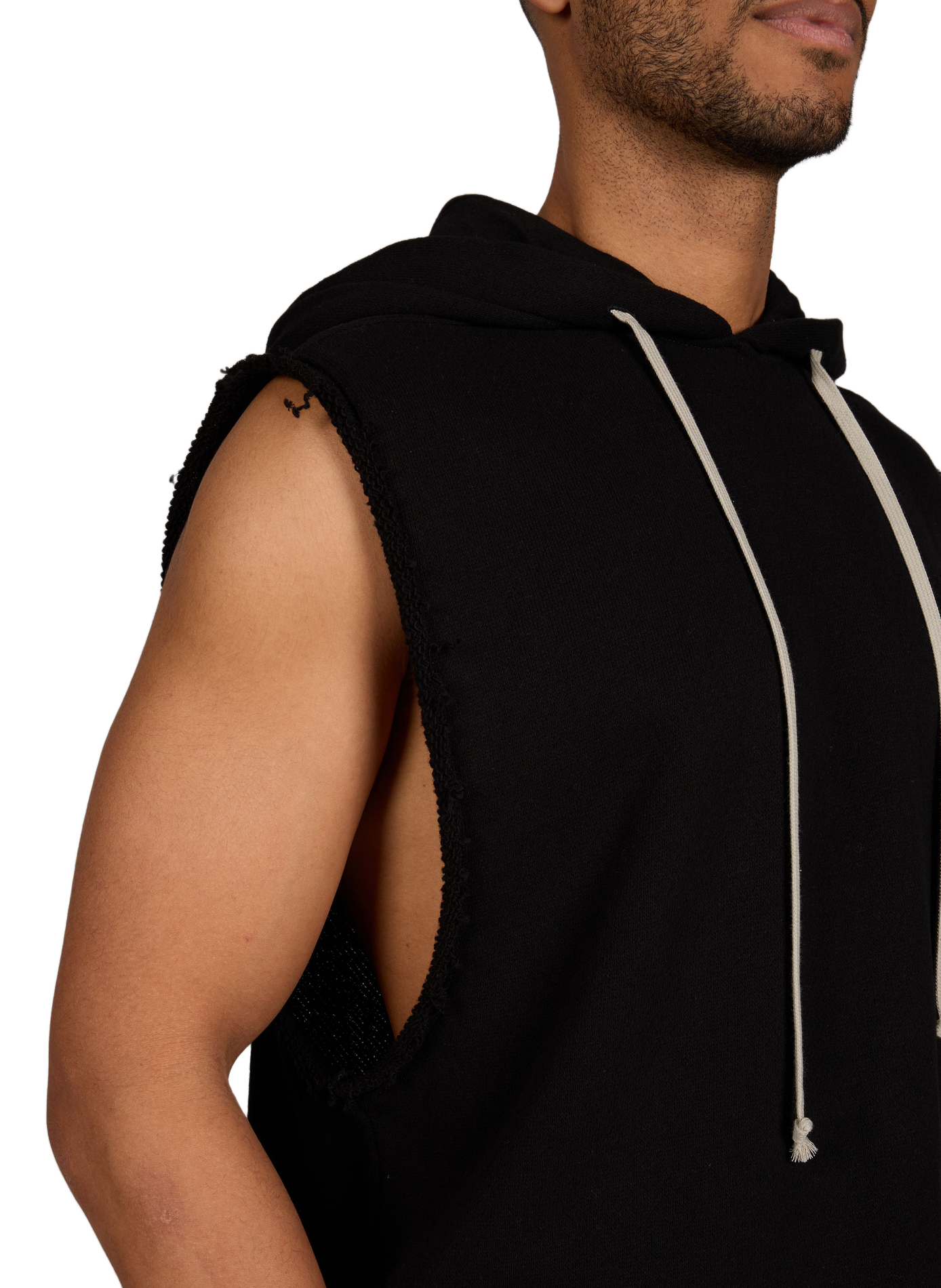 Sweat sans manches à capuche en coton RICK OWENS Noir