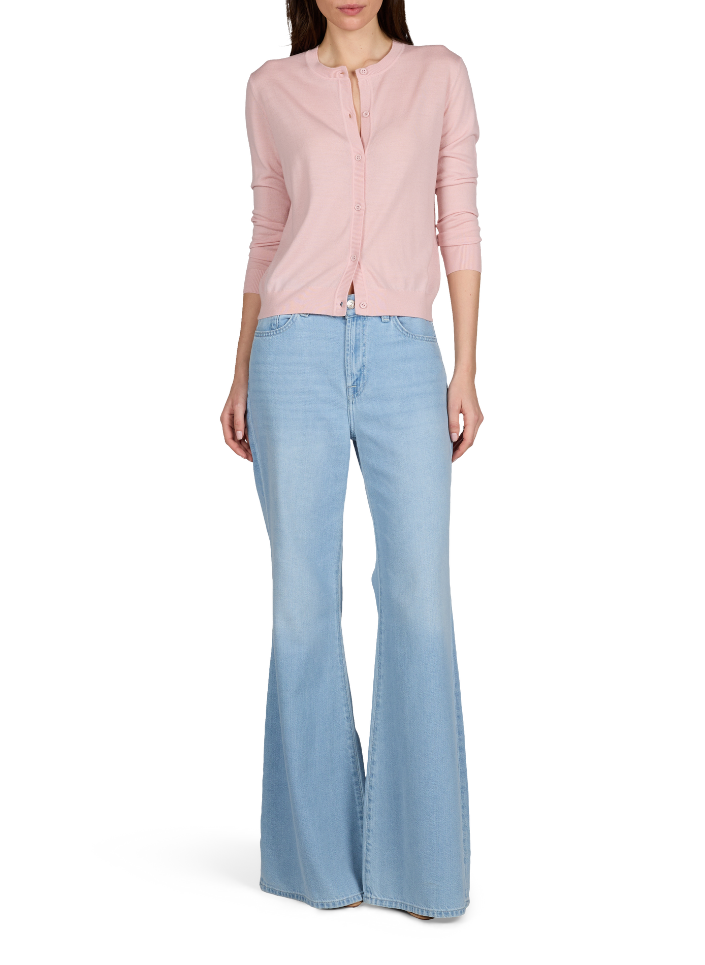 Cardigan droit Acad en laine mérinos AU PRINTEMPS PARIS Rose