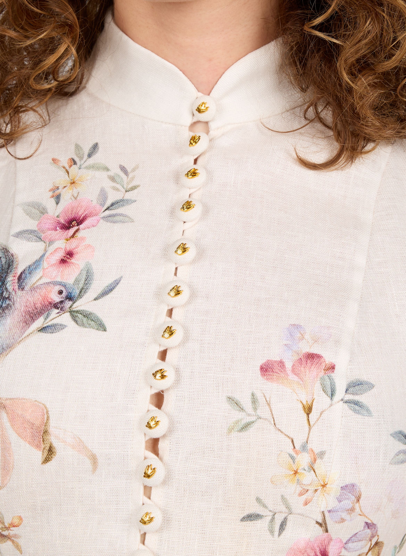 Rebellion floral linen button-down midi dress ZIMMERMANN Multicolour