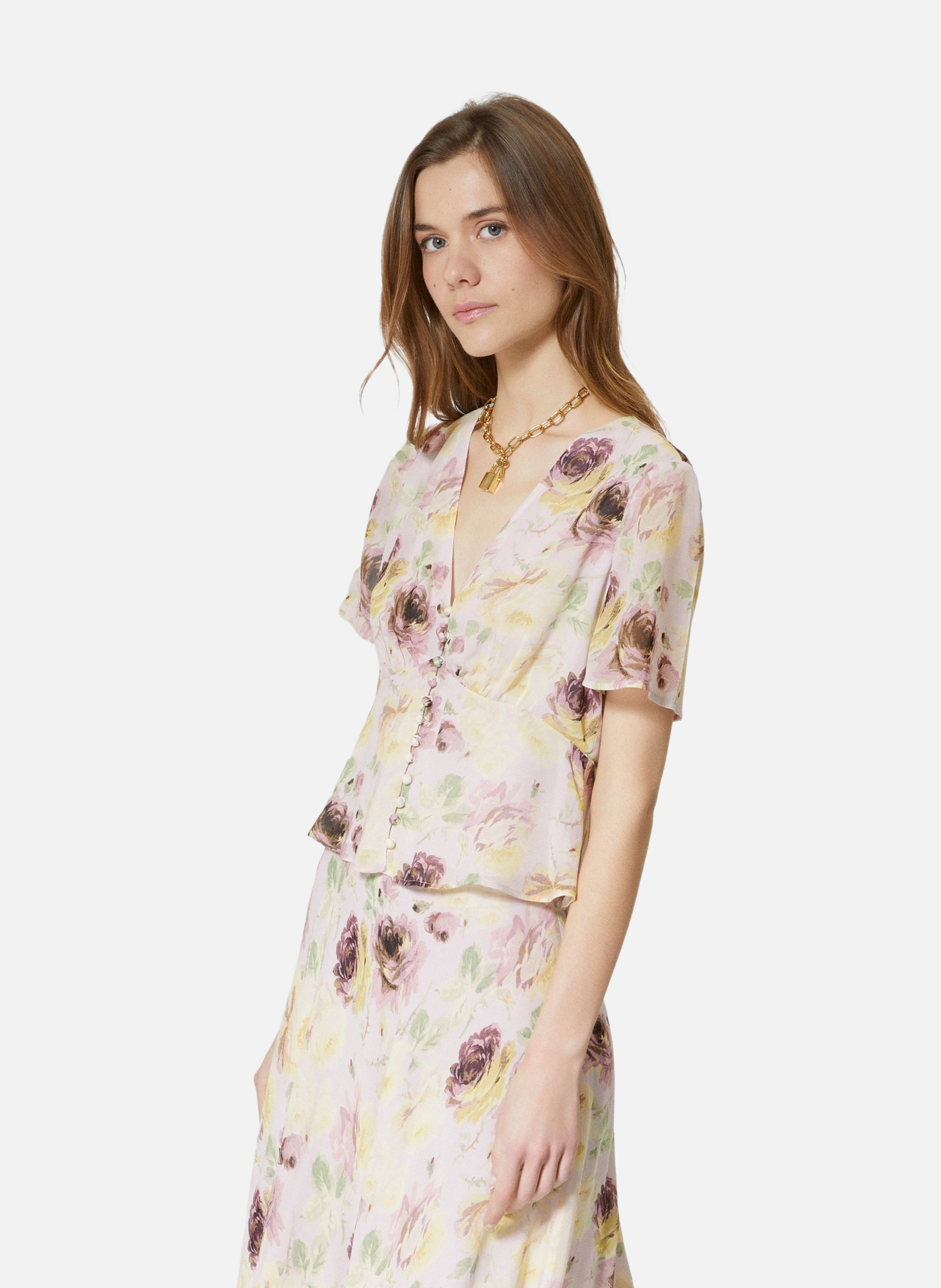 Top détails boutons imprimé THE KOOPLES Rose