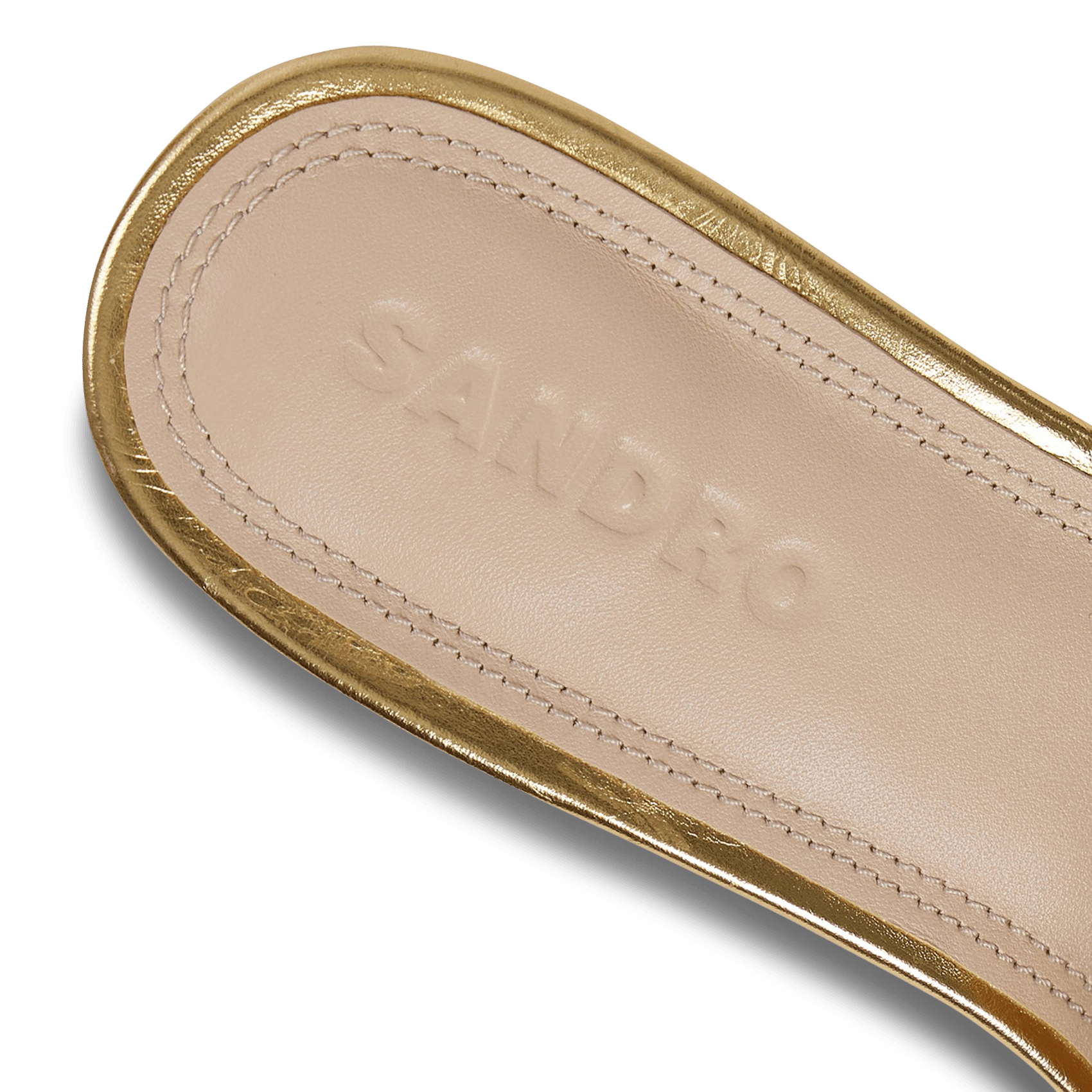 Mules brillantes carrées en cuir SANDRO Doré