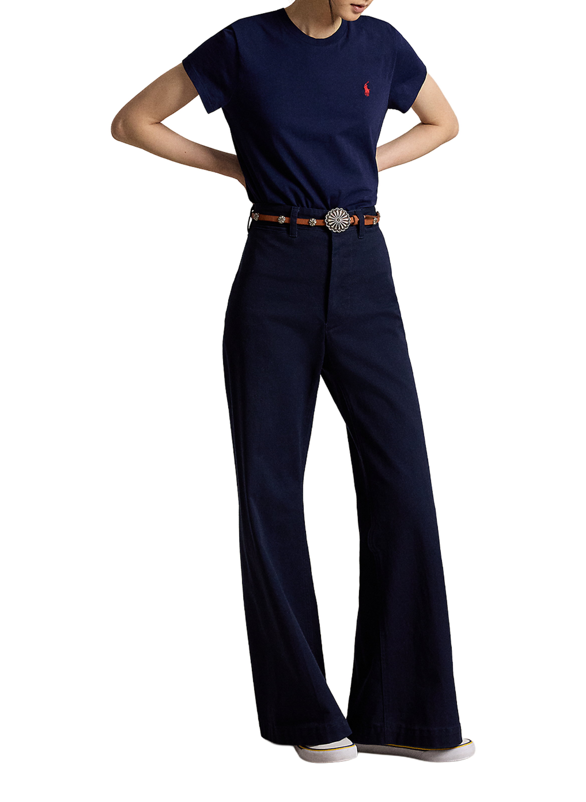 T-shirt brodé à manches courtes en coton POLO RALPH LAUREN Bleu