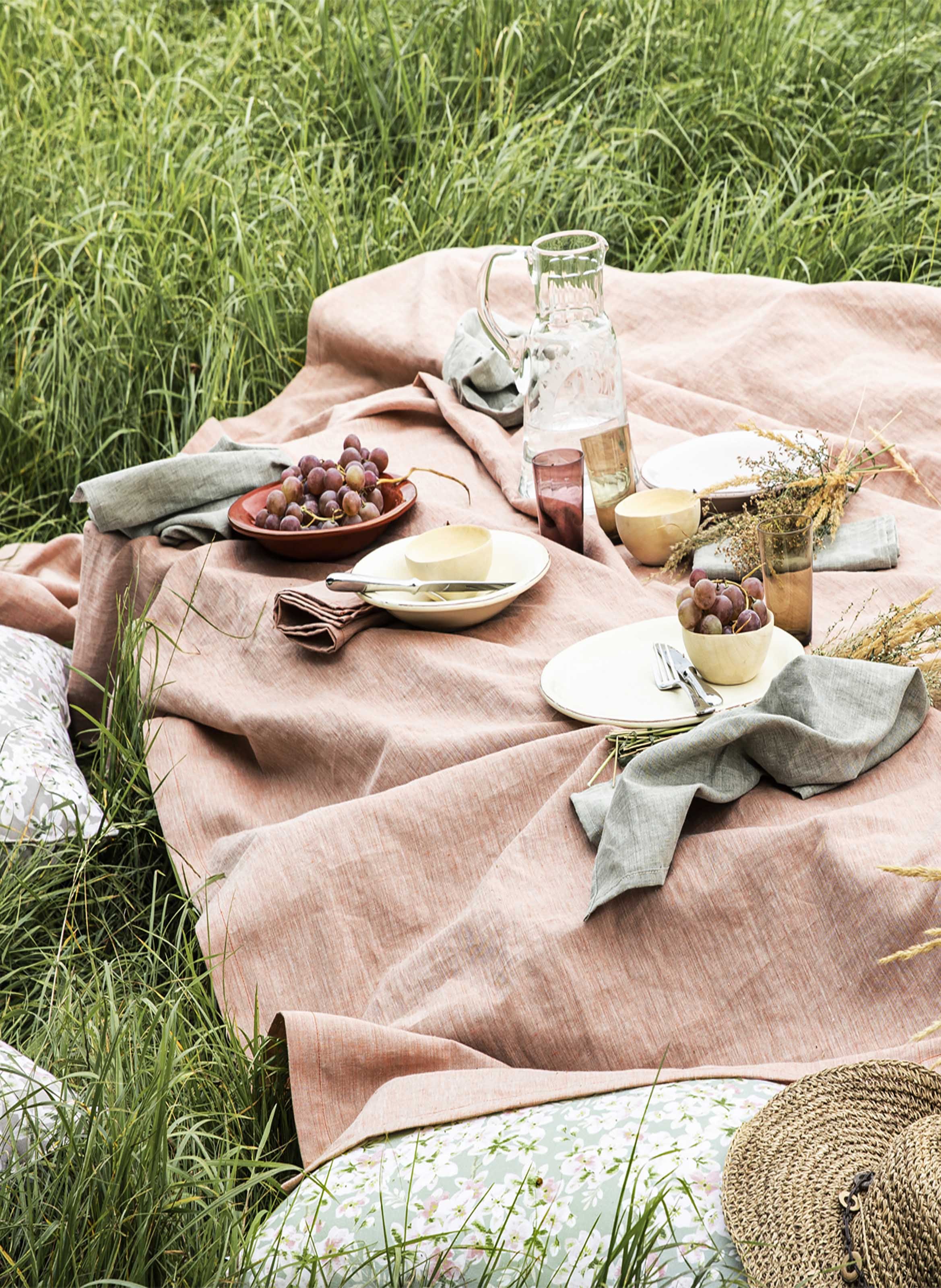 Serviette unie en lin, 170 gr/m², chambray ALEXANDRE TURPAULT Rouge