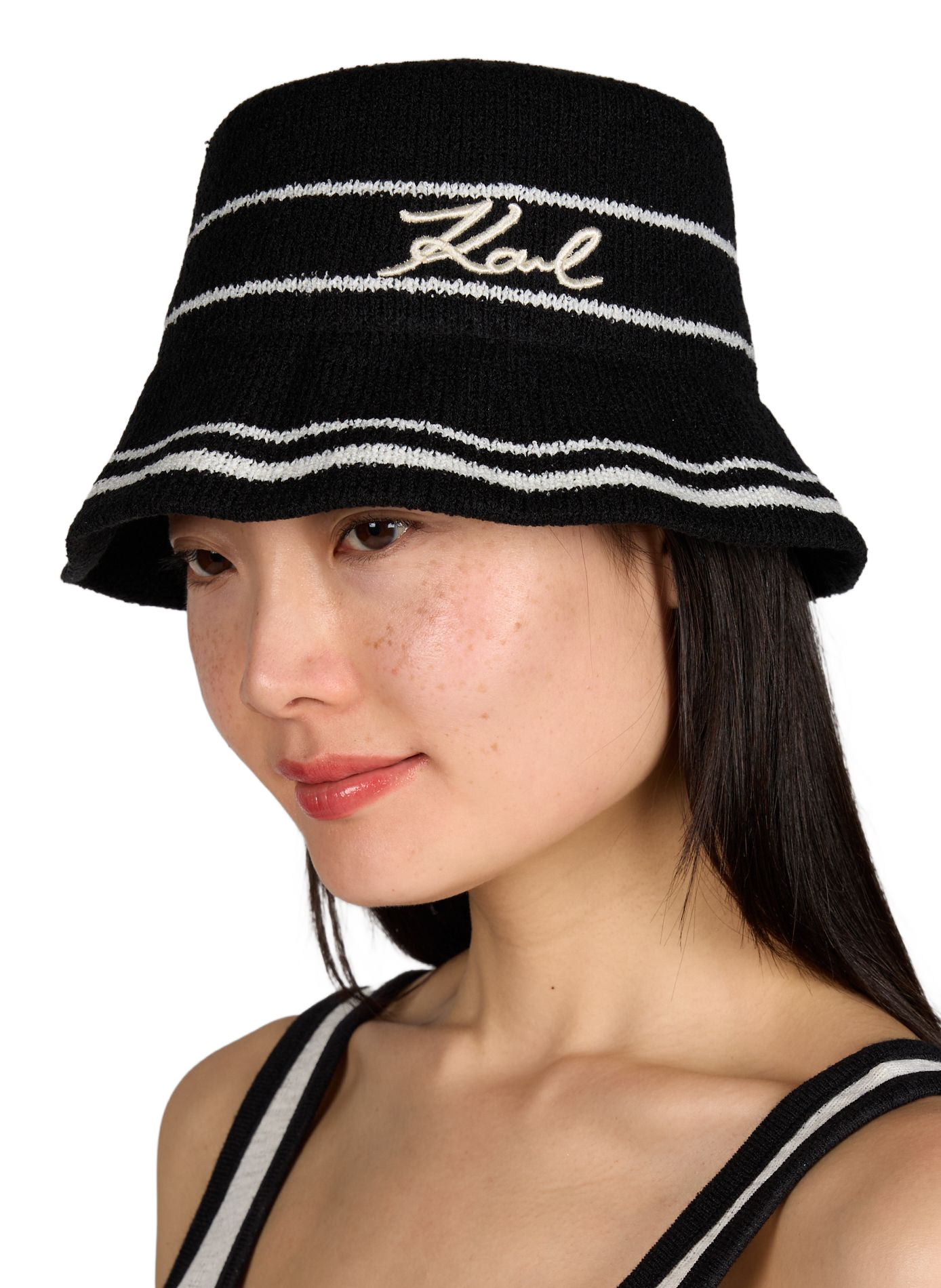 Bob K/Signature rayé KARL LAGERFELD Noir