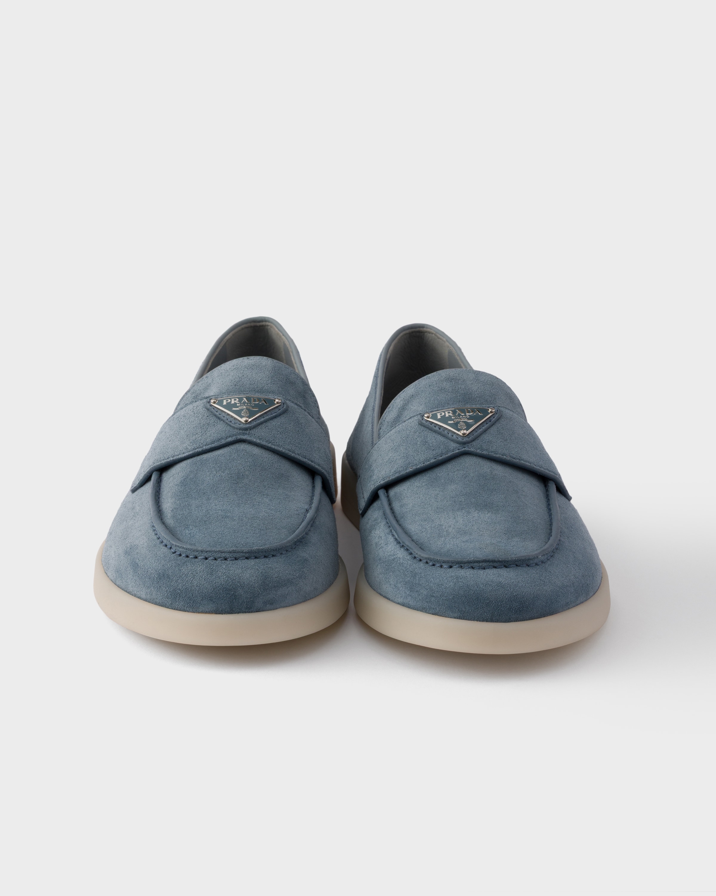 Mocassins en veau velours PRADA Bleu
