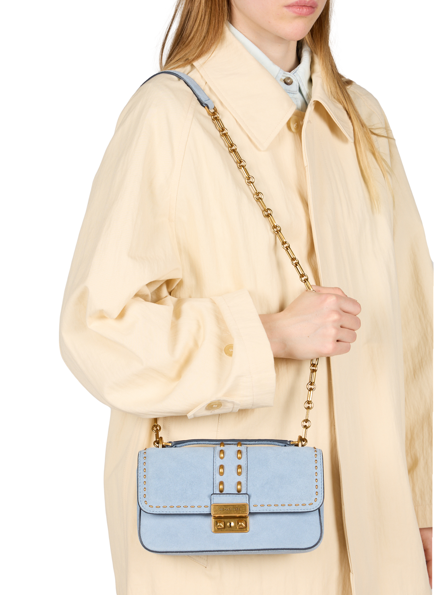 Sac épaule Tribeca en cuir suédé MICHAEL KORS Bleu