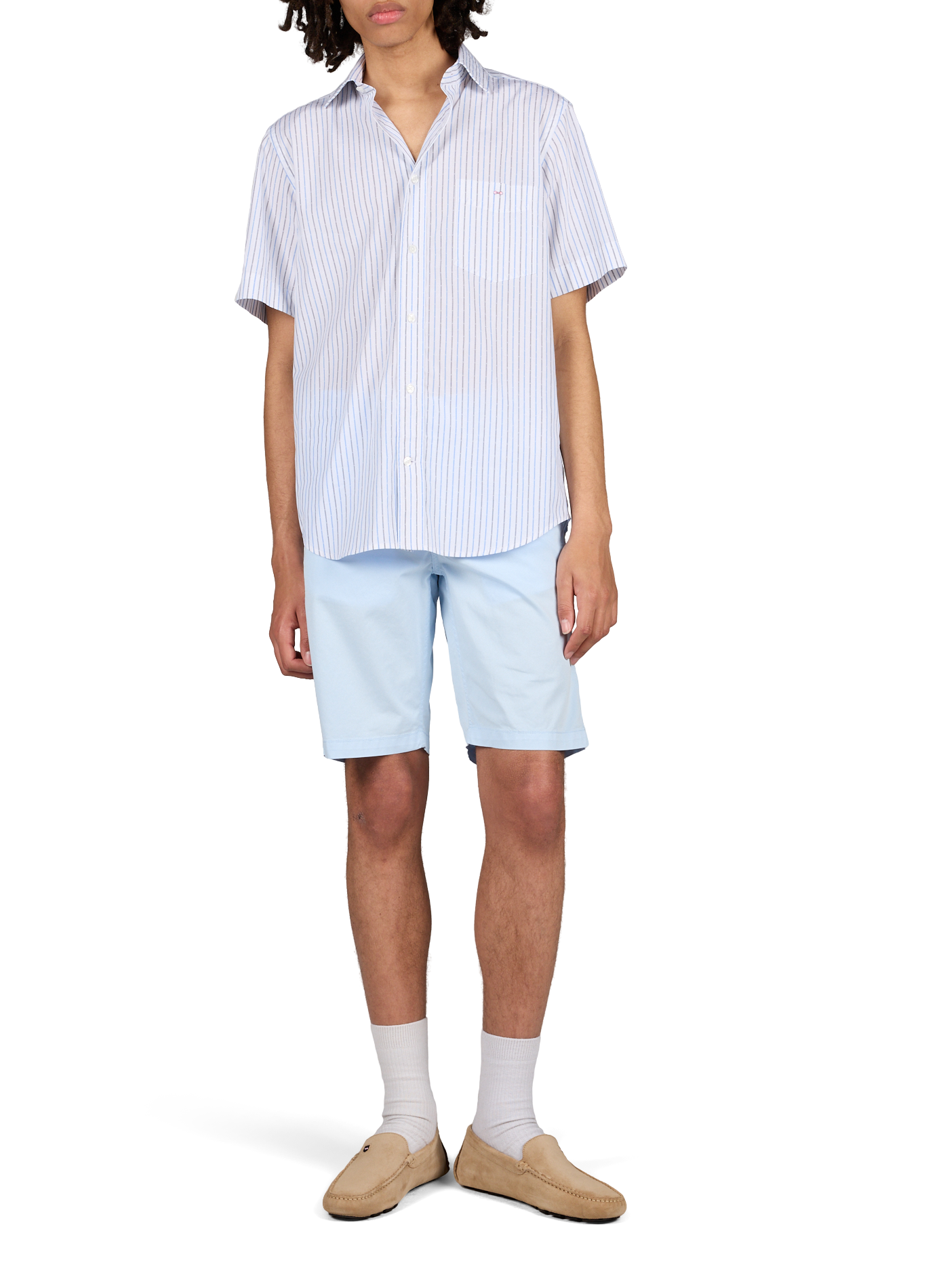 Bermuda uni en coton mélangé EDEN PARK Bleu