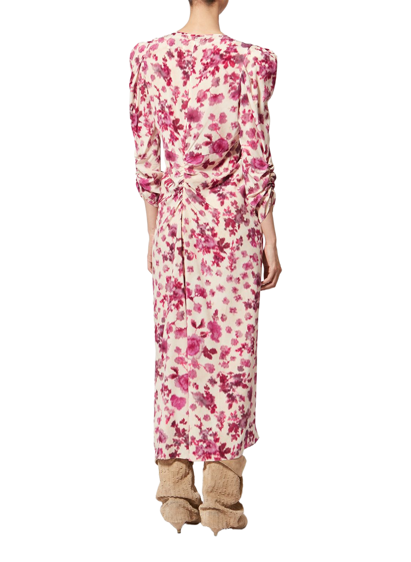 Printed stretch silk Albini long dress ISABEL MARANT Pink