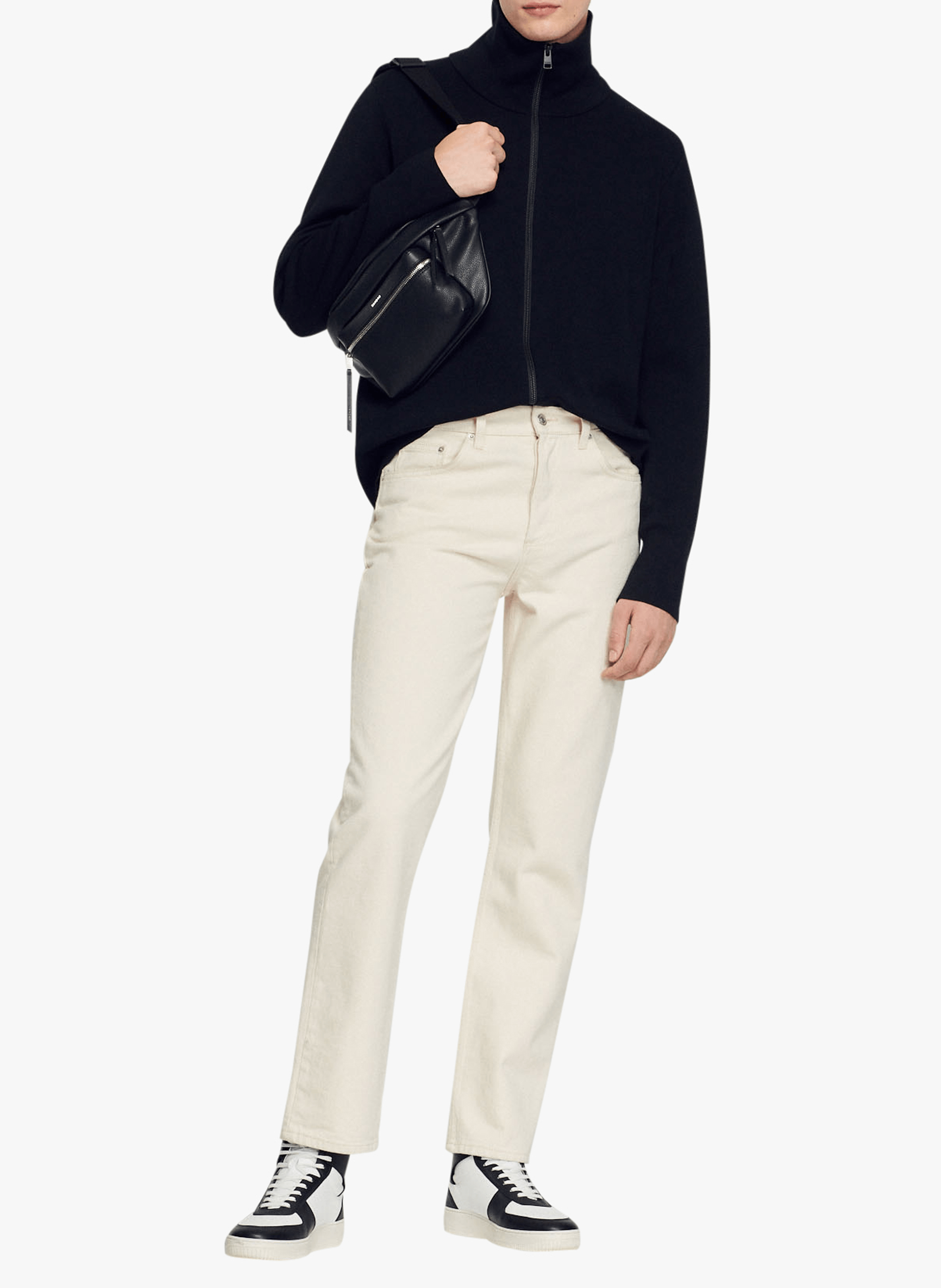 Gilet zippé en laine mélangée SANDRO Noir