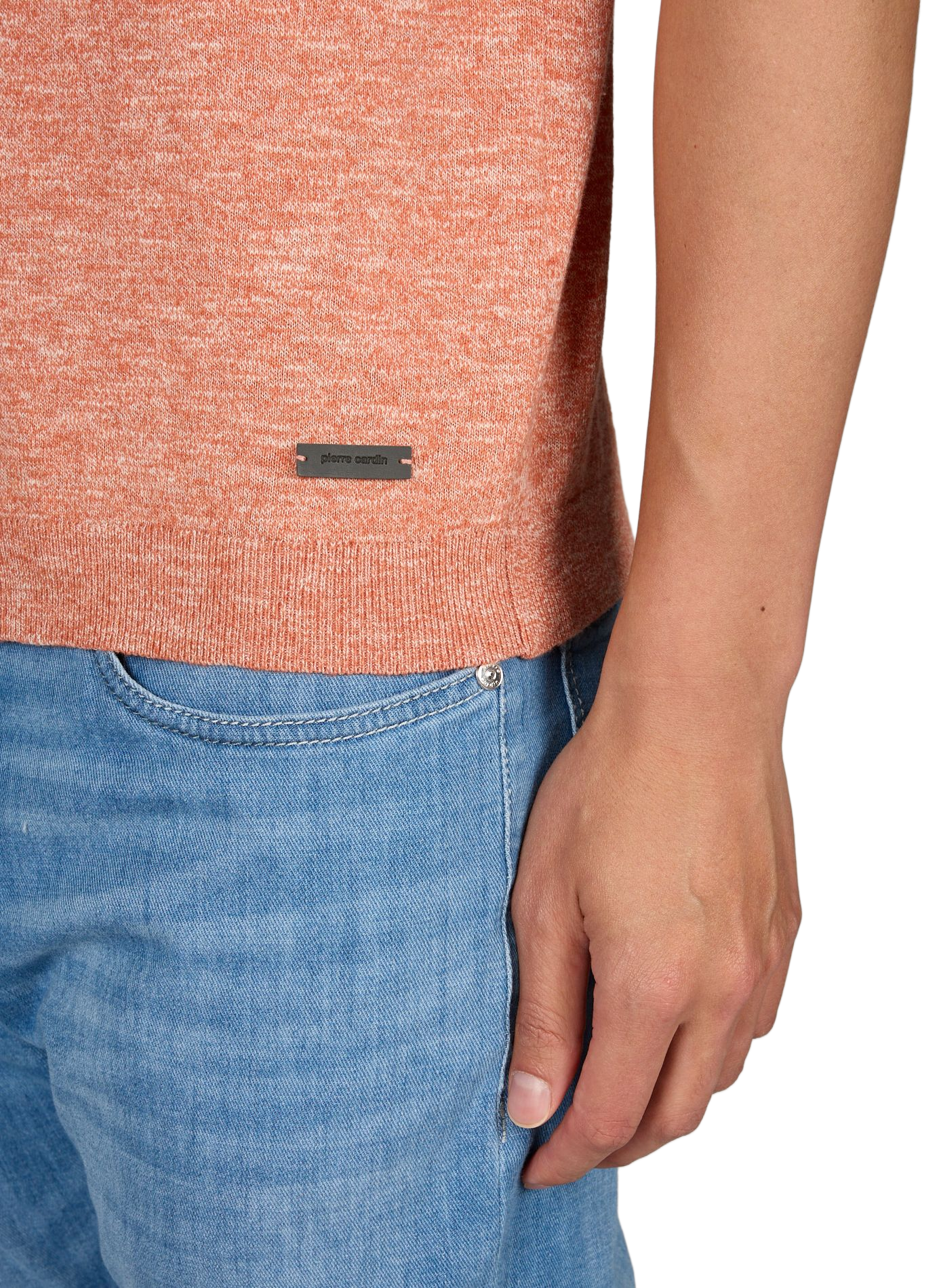 Polo a maniche corte in cotone e lino. PIERRE CARDIN Arancione