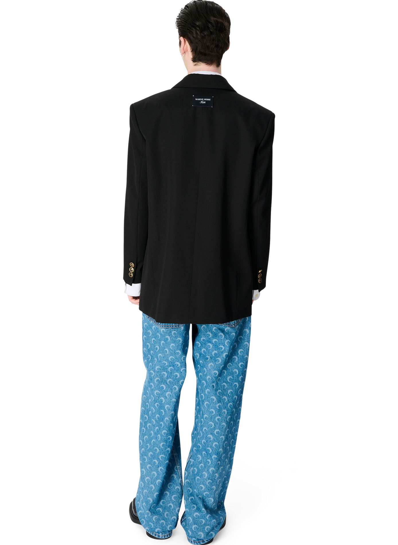 Blazer boxy en sergé de laine vierge unisexe MARINE SERRE Noir
