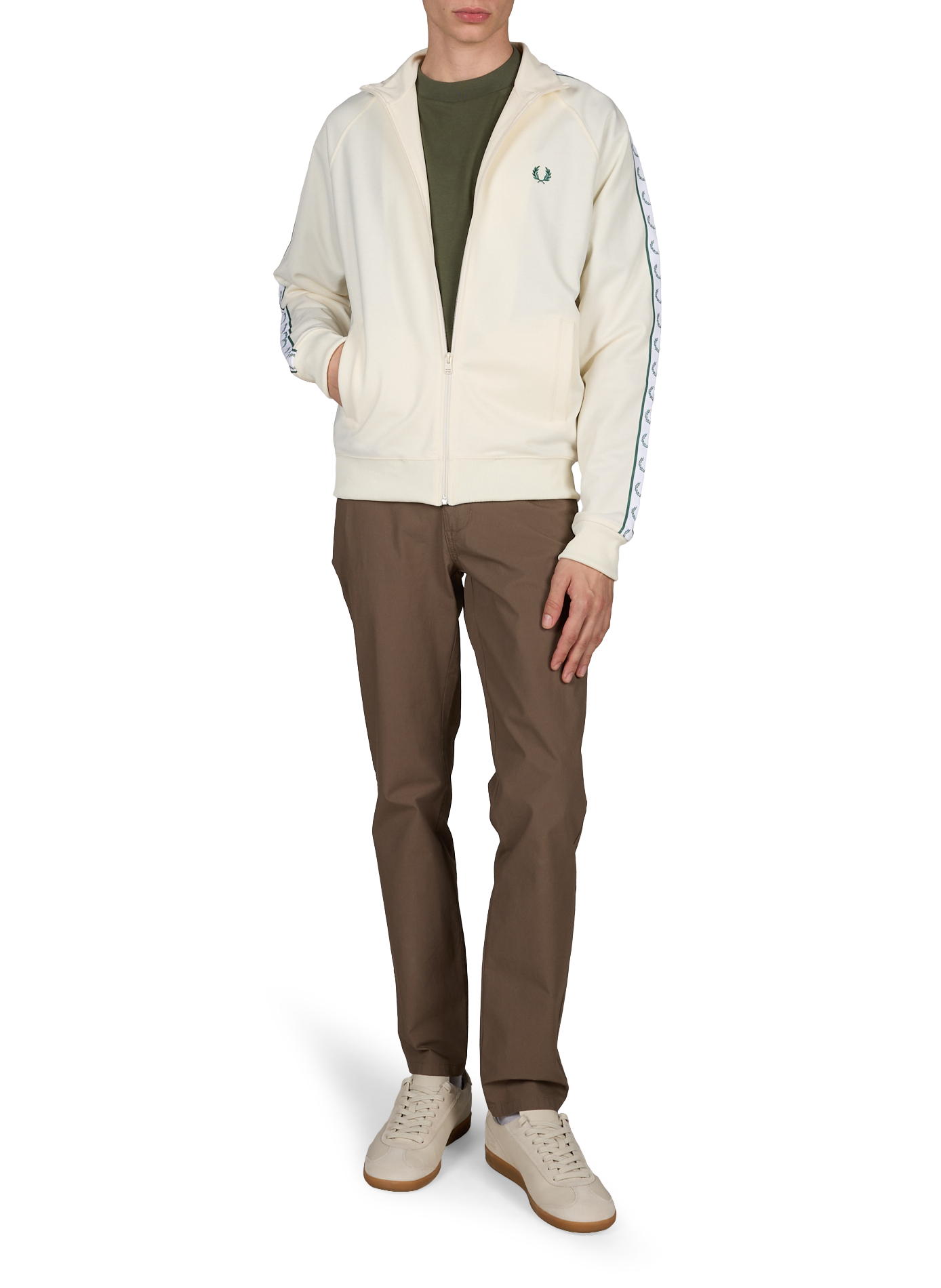 Track jacket with contrasting stripes on the sleeves FRED PERRY Beige