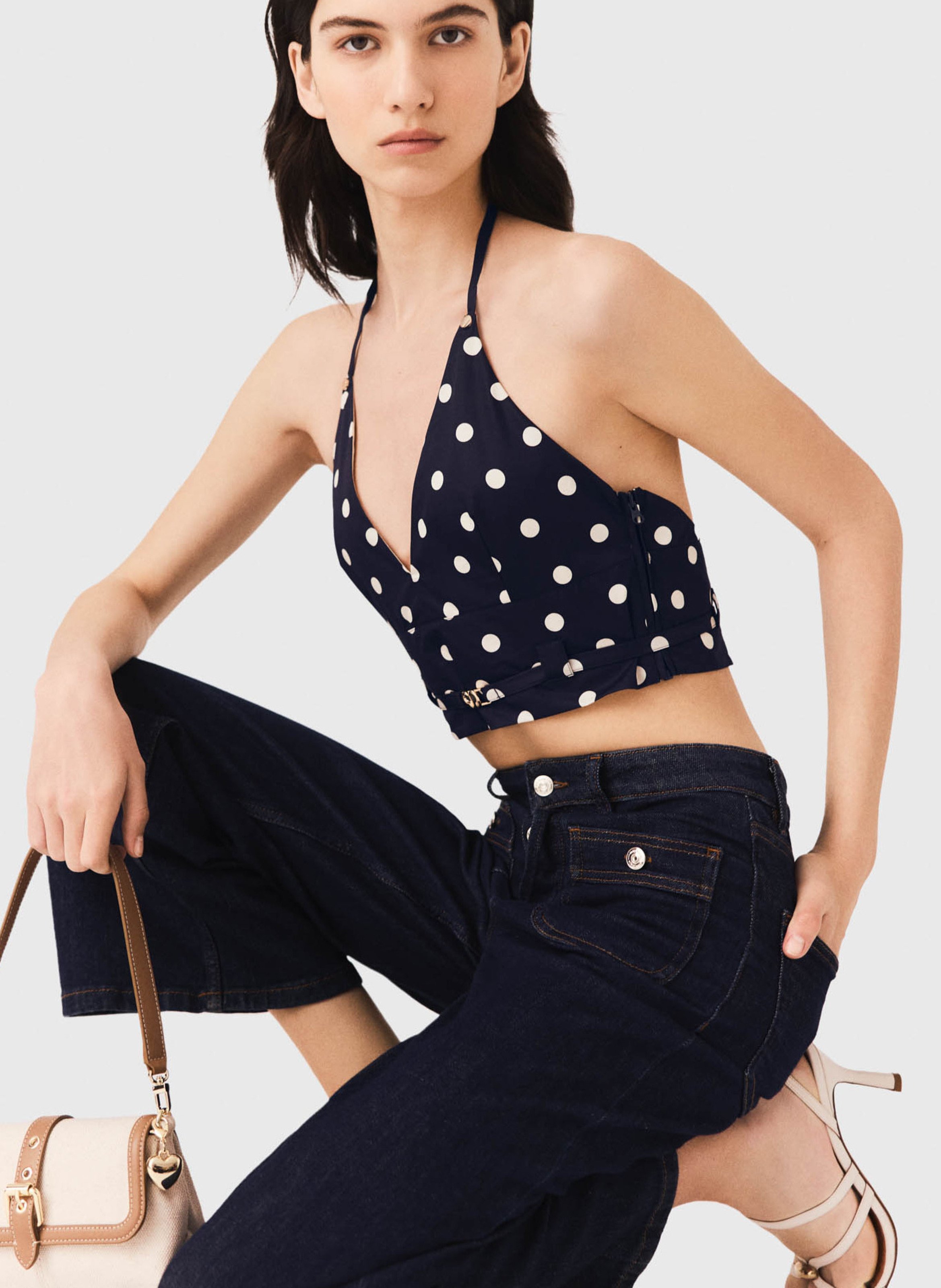 Top court en coton MAJE Bleu