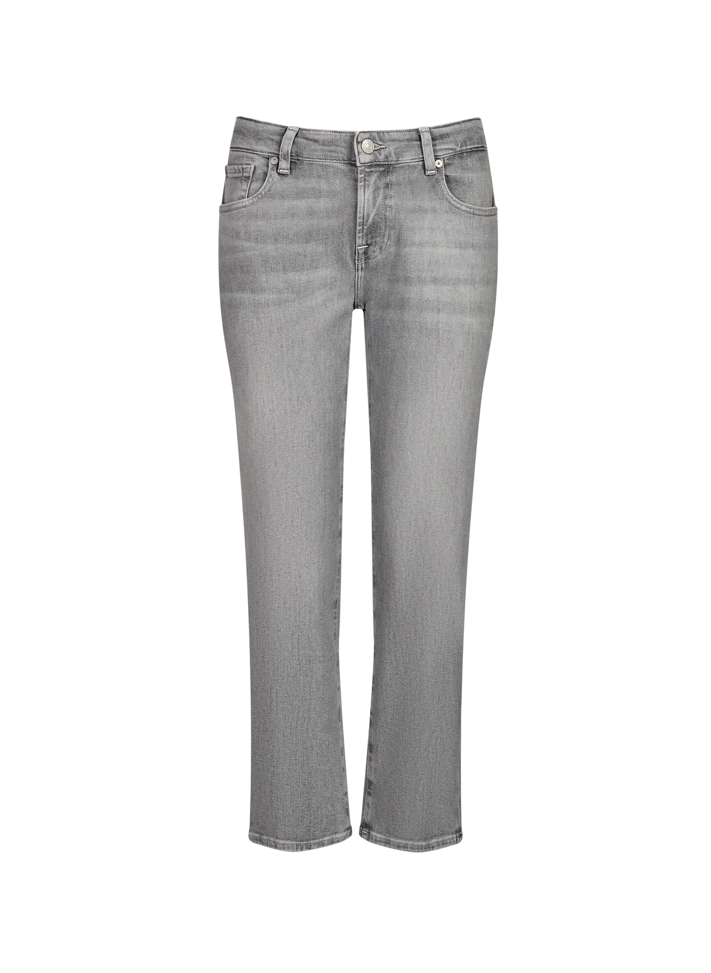 Cropped washed denim jeans in blended cotton. 7 FOR ALL MANKIND Grey