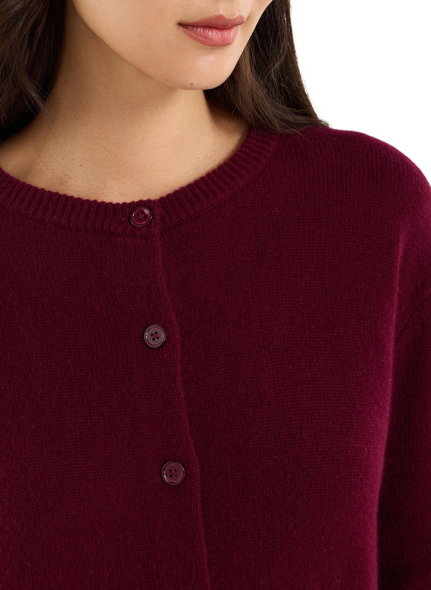 Flauschiger Rundhals-Cashmere-Cardigan SAISON 1865 Rot