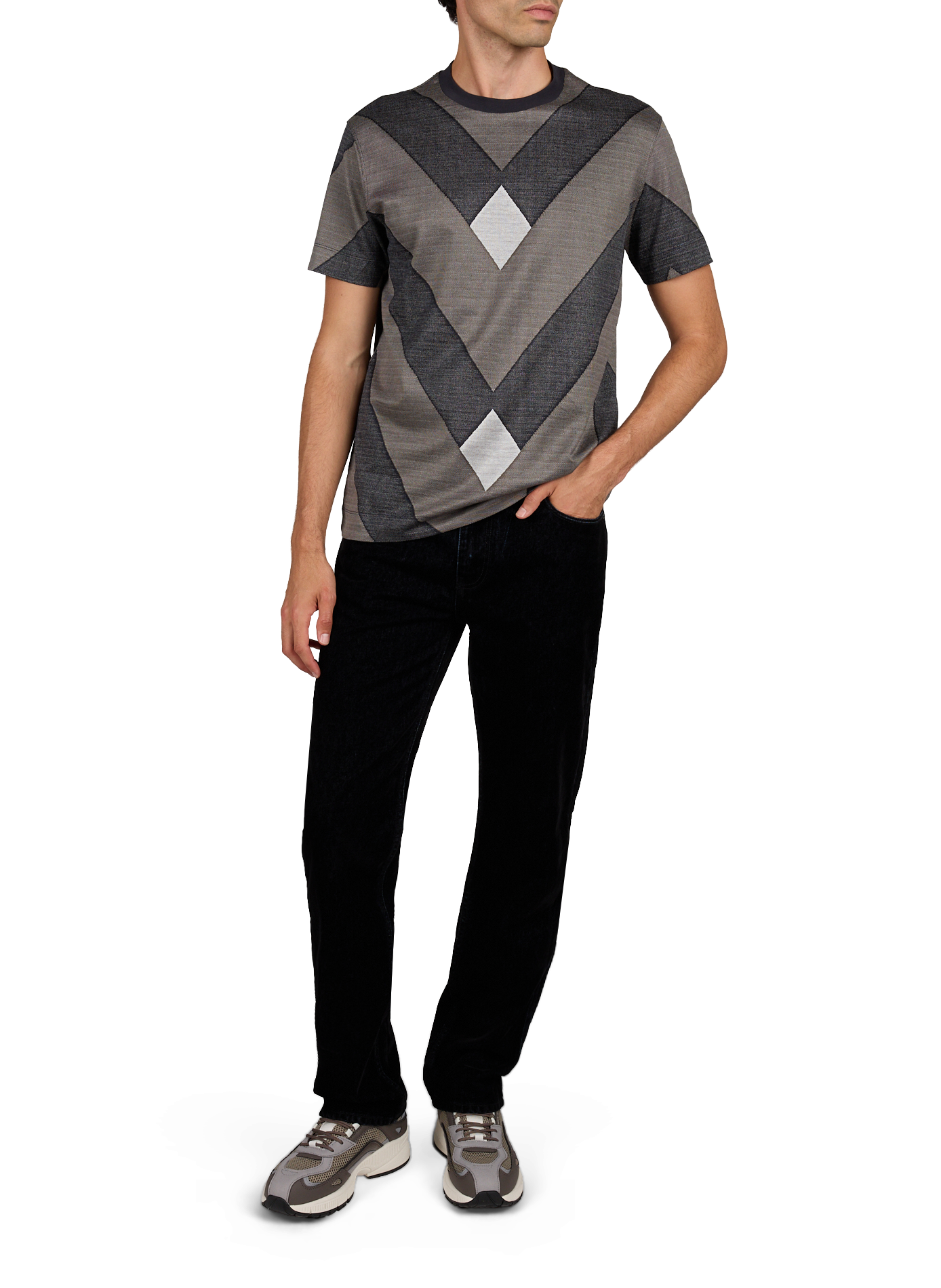 Kurzarm-Pullover mit Muster EMPORIO ARMANI Mehrfarbig