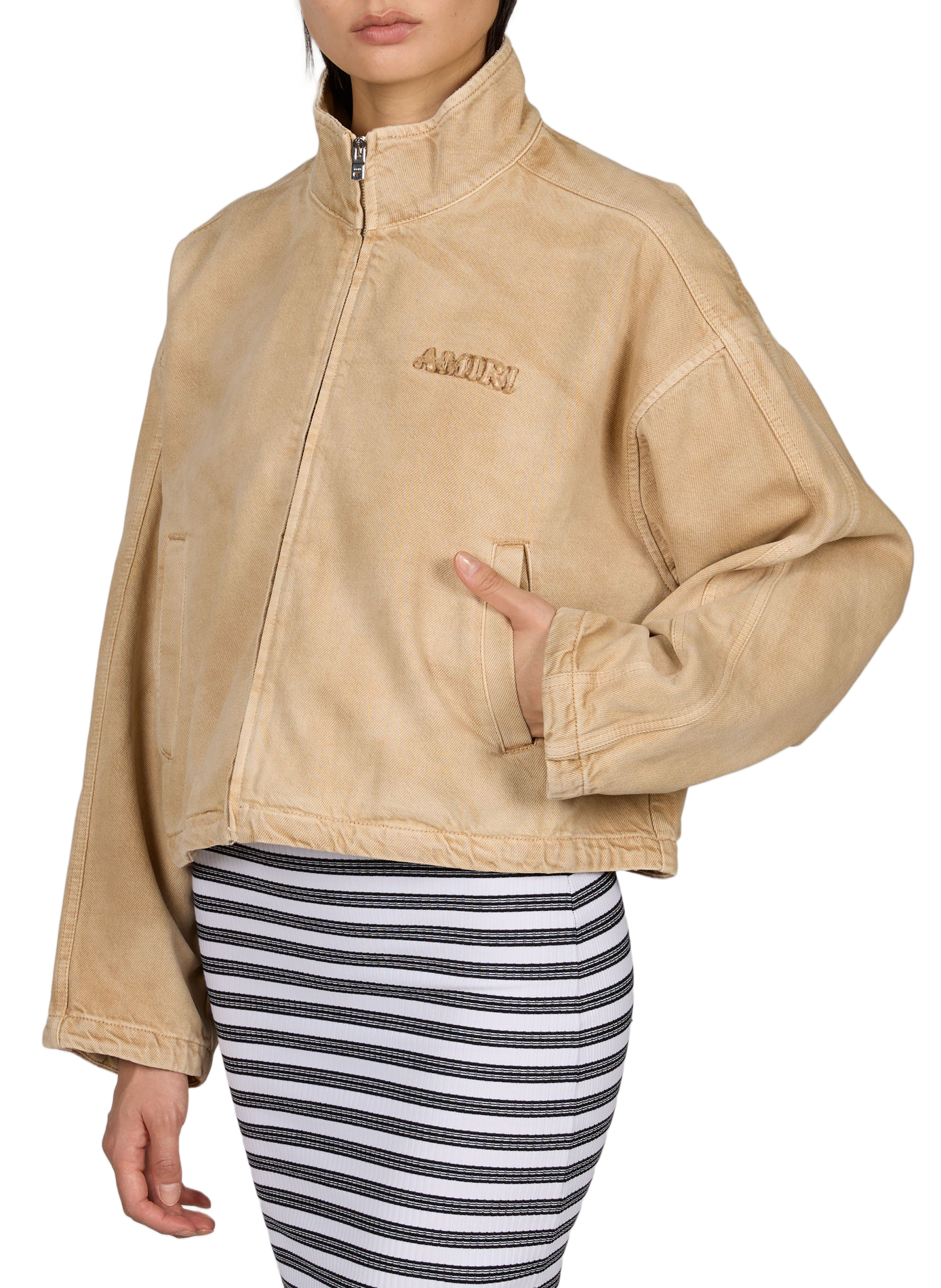 Weite Denim-Jacke aus Baumwollmischung AMIRI Beige