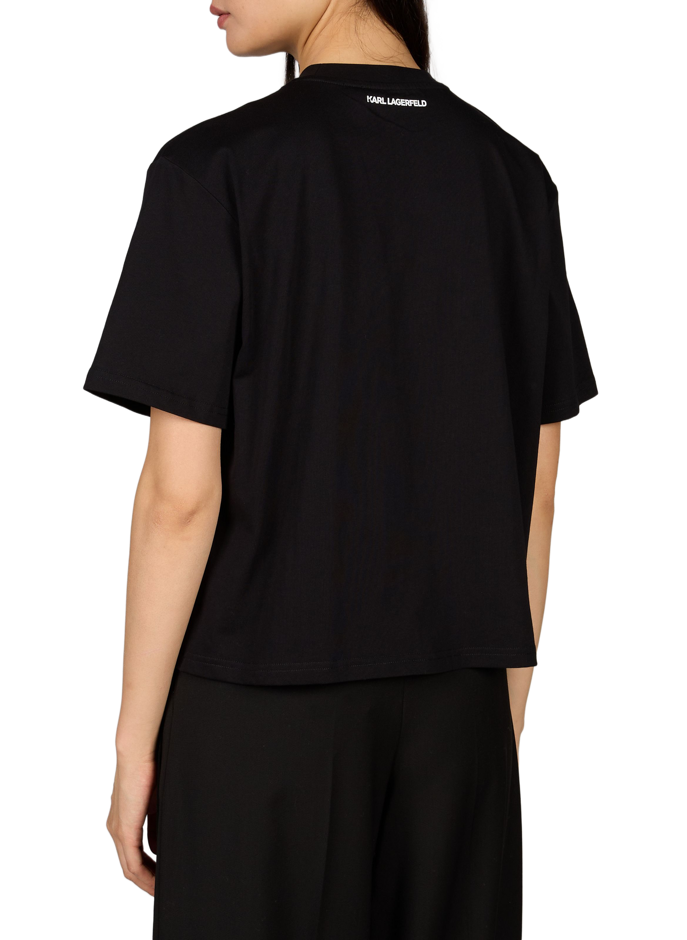 Round neck cotton t-shirt KARL LAGERFELD Black