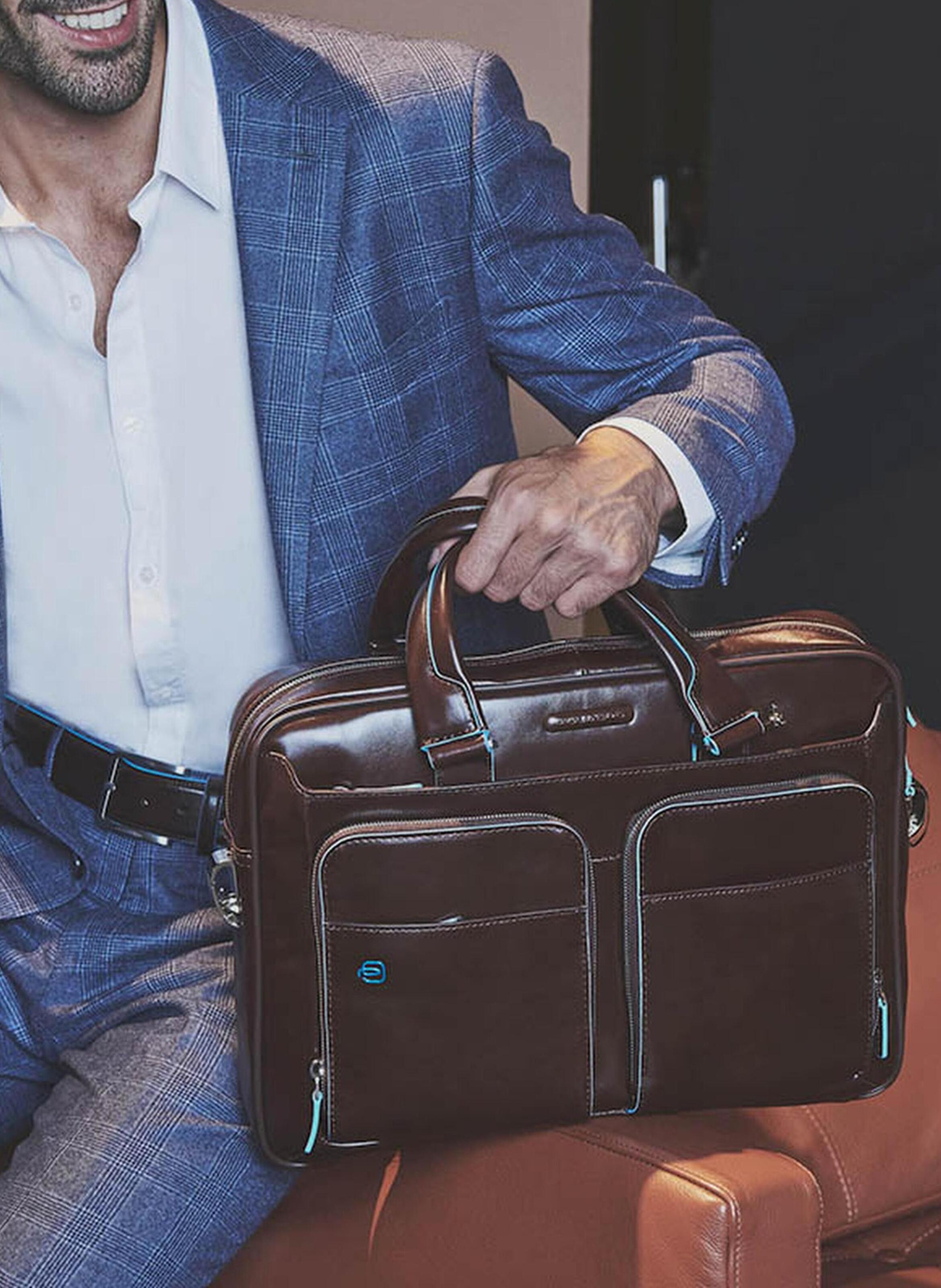 Sac d'ordinateur 15" personnalisable PIQUADRO Marron
