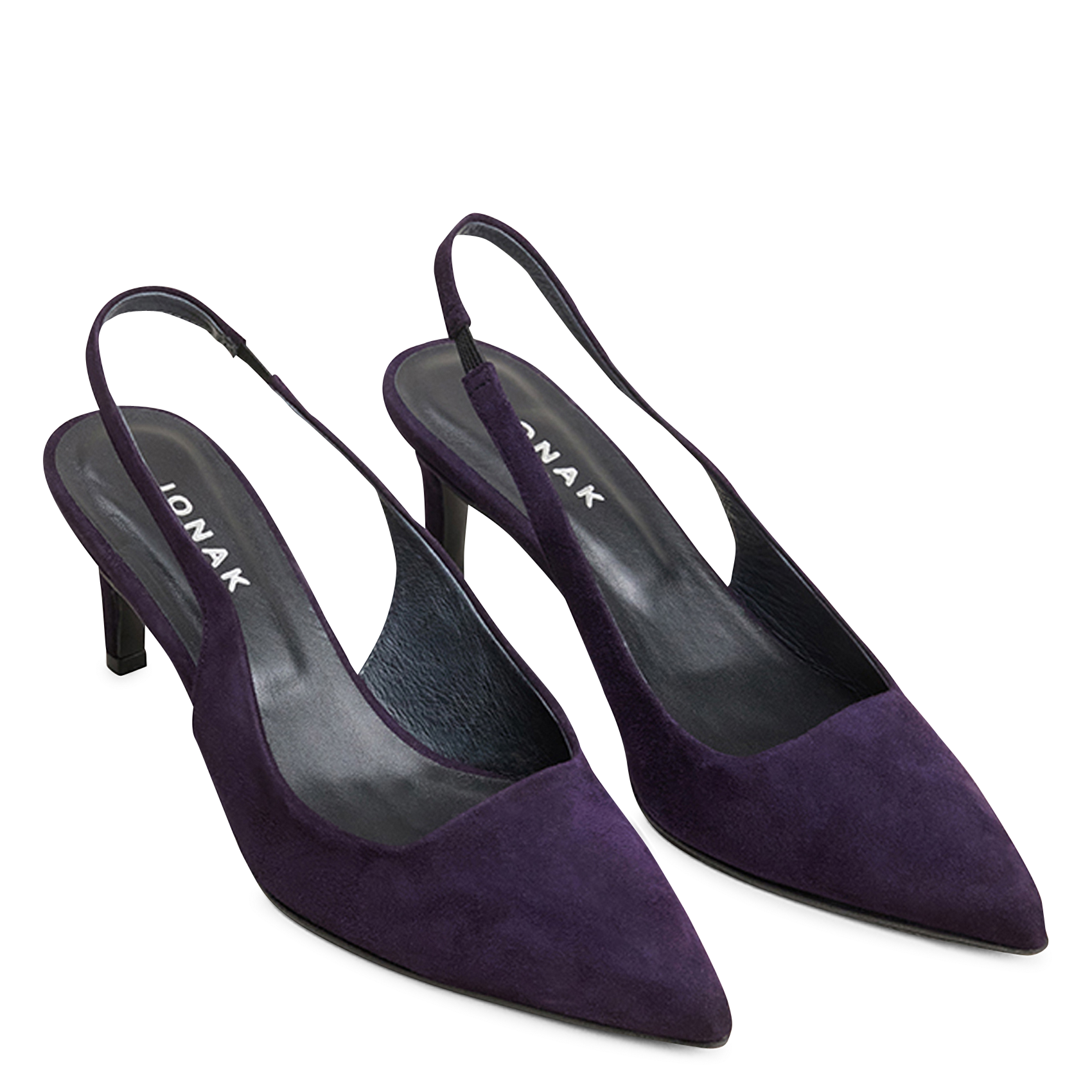 Escarpins slingbacks en cuir velours diamantelle JONAK Violet