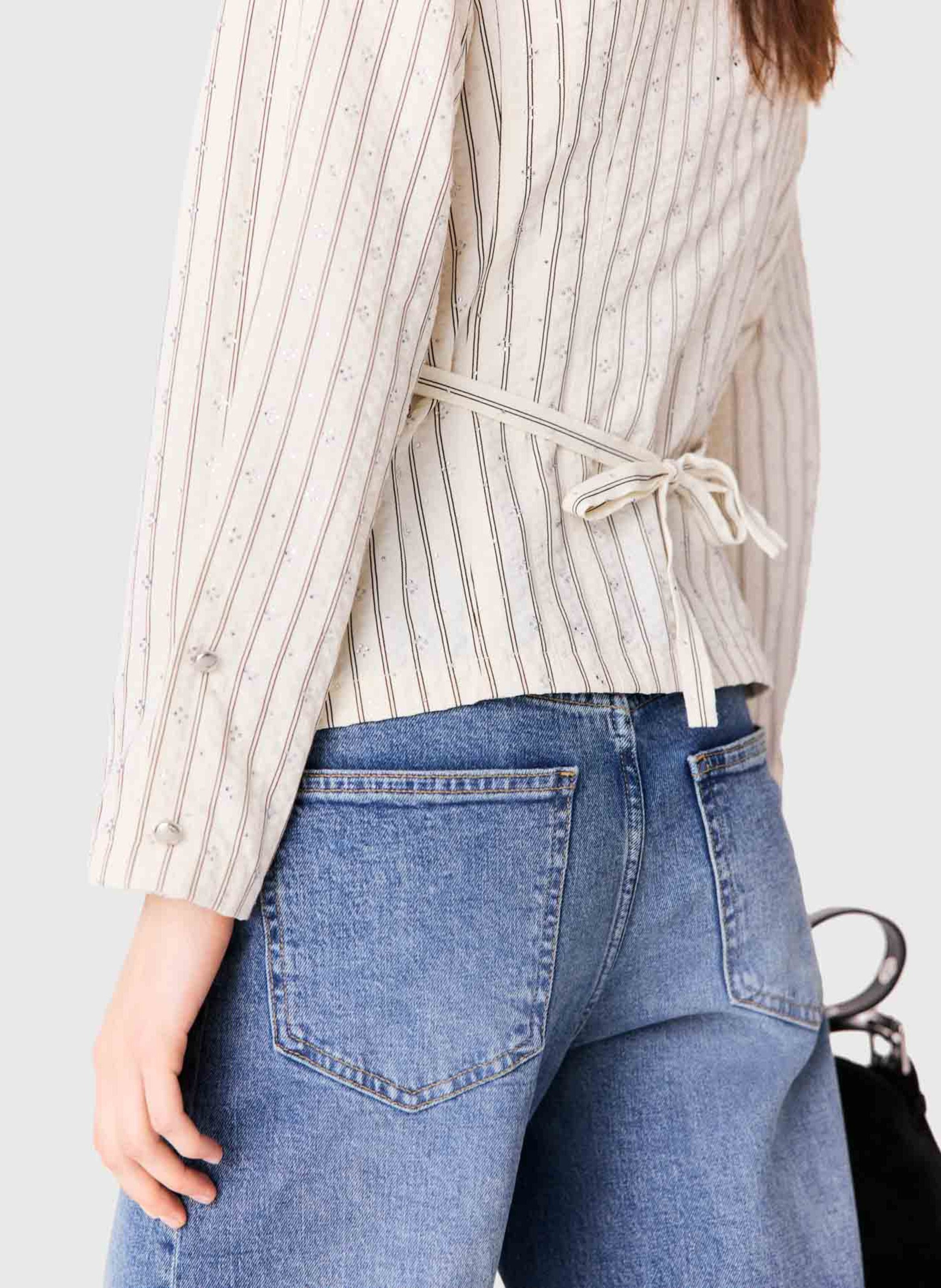 Chemise cintrée à rayures MAJE Beige